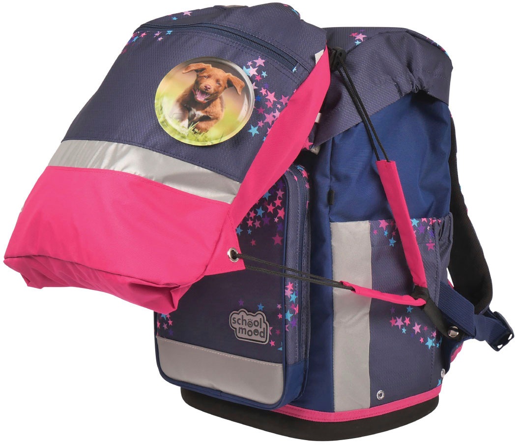 SCHOOL-MOOD® Schulranzen »Rebel Air+, Leni (Hund)«, retroreflektierende Flächen, aus recyceltem Material