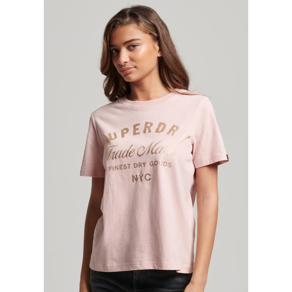 Superdry Rundhalsshirt »LUXE METALLIC LOGO T SHIRT«