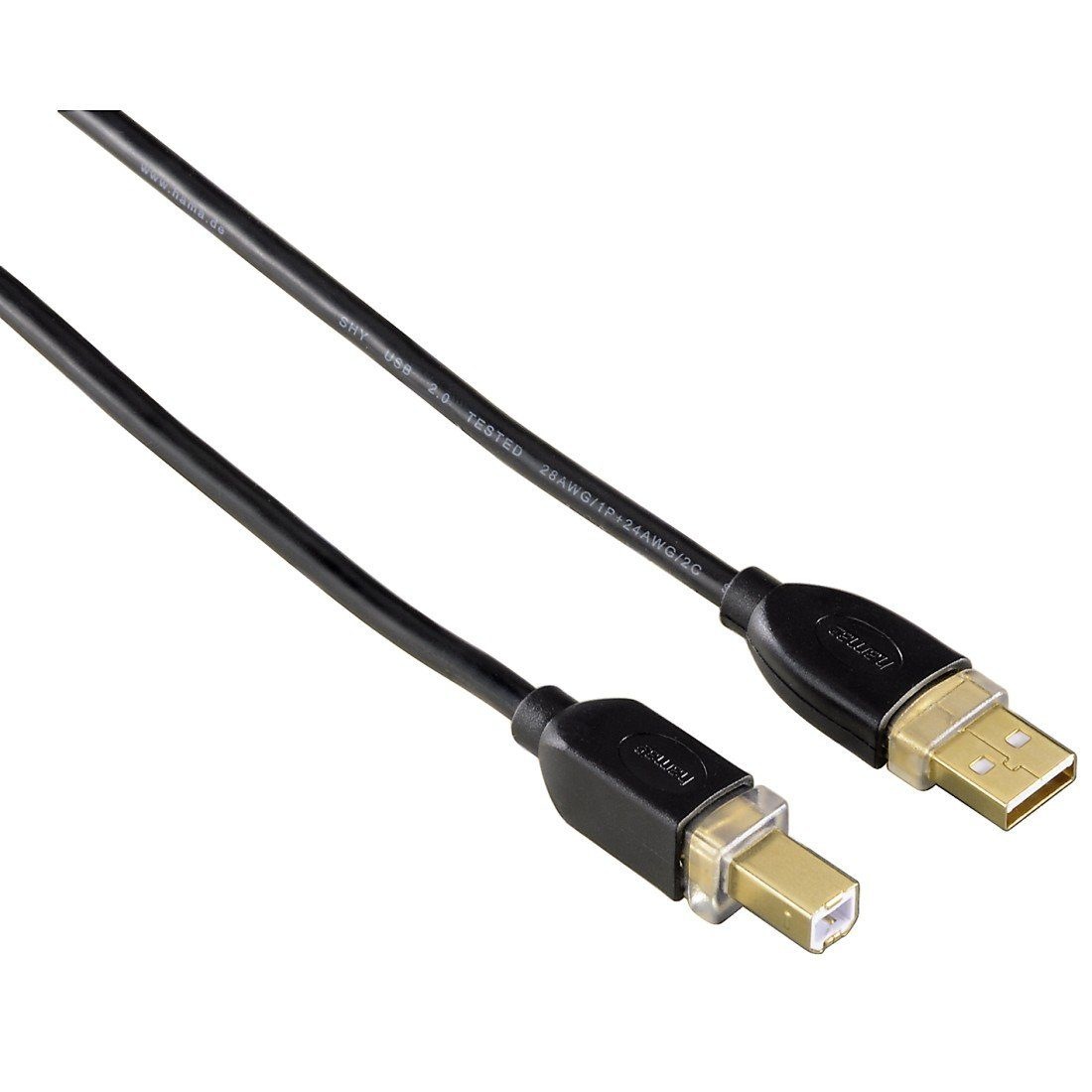 USB-2.0-Kabel, vergoldet, doppelt geschirmt,1,80 m, Schwarz