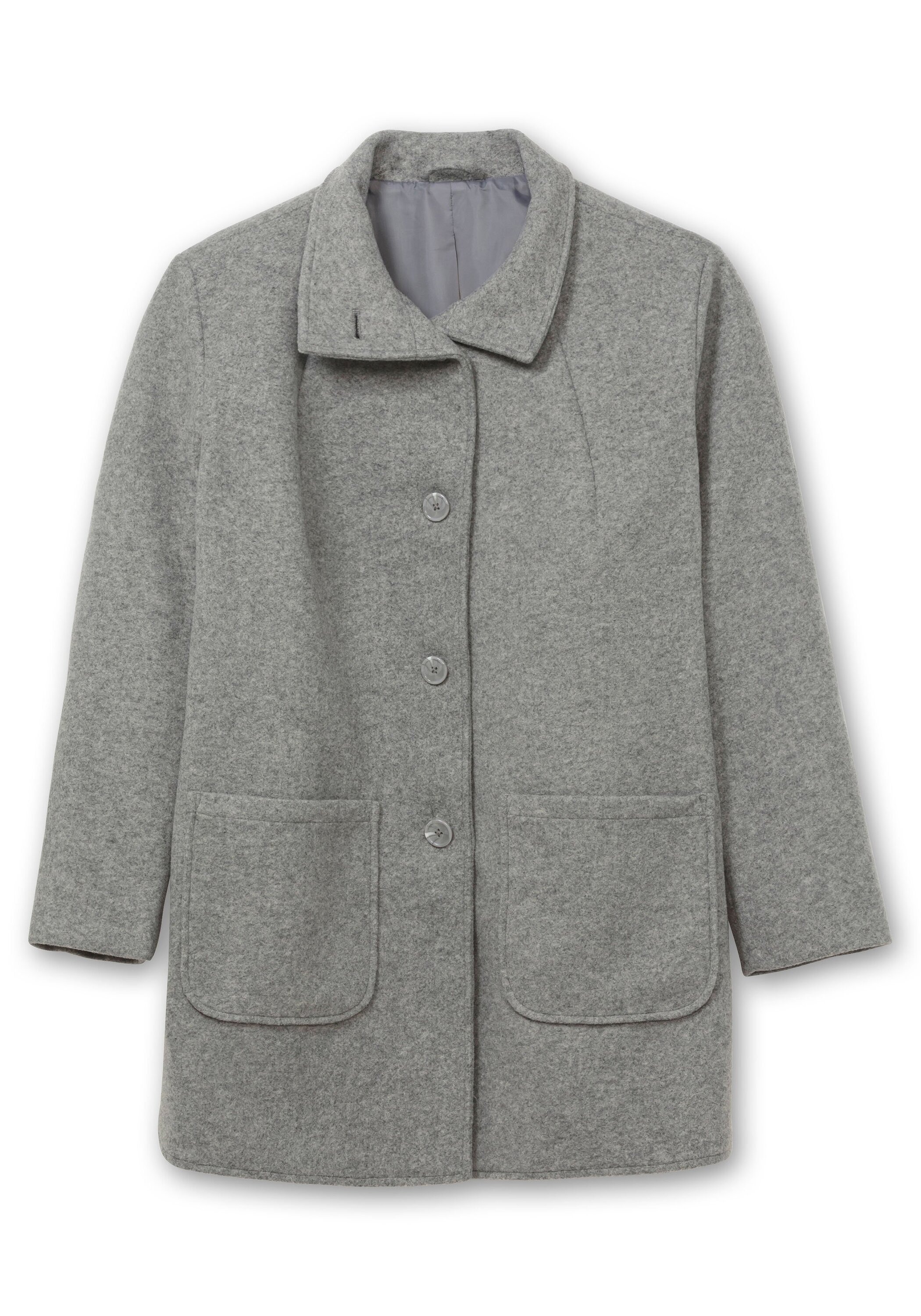 Sheego Langjacke »Jacke in Woll-Optik, mit abgerundeten Seitenschlitzen«