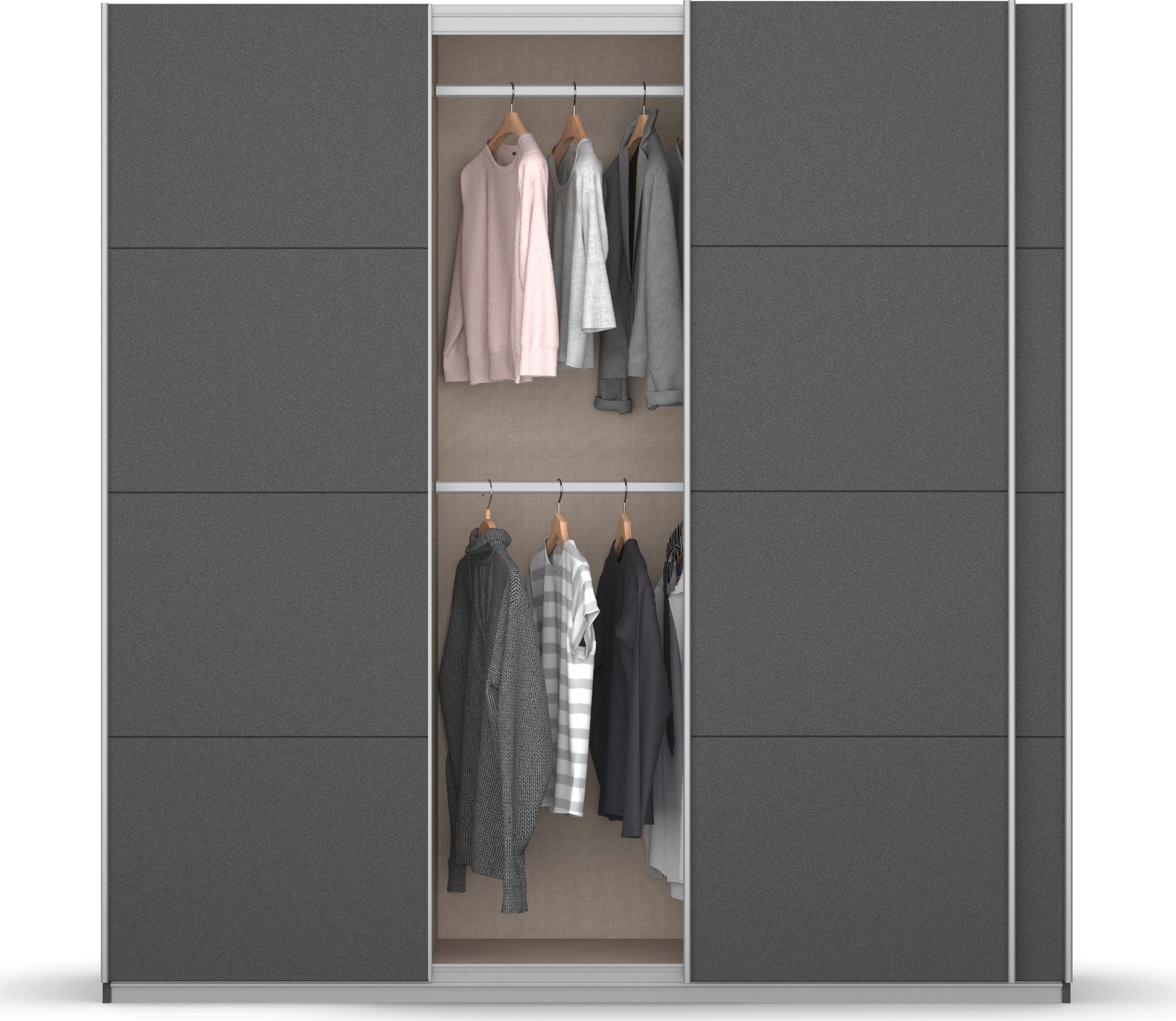 rauch Schwebetürenschrank »Kleiderschrank Schrank Garderobe KOLUNA mit hochwertiger Glasfront«, (Breiten 203/271/315/360 cm Höhen 210/229 cm), Glasfront, inkl. 2 Innenschubladen sowie extra Böden