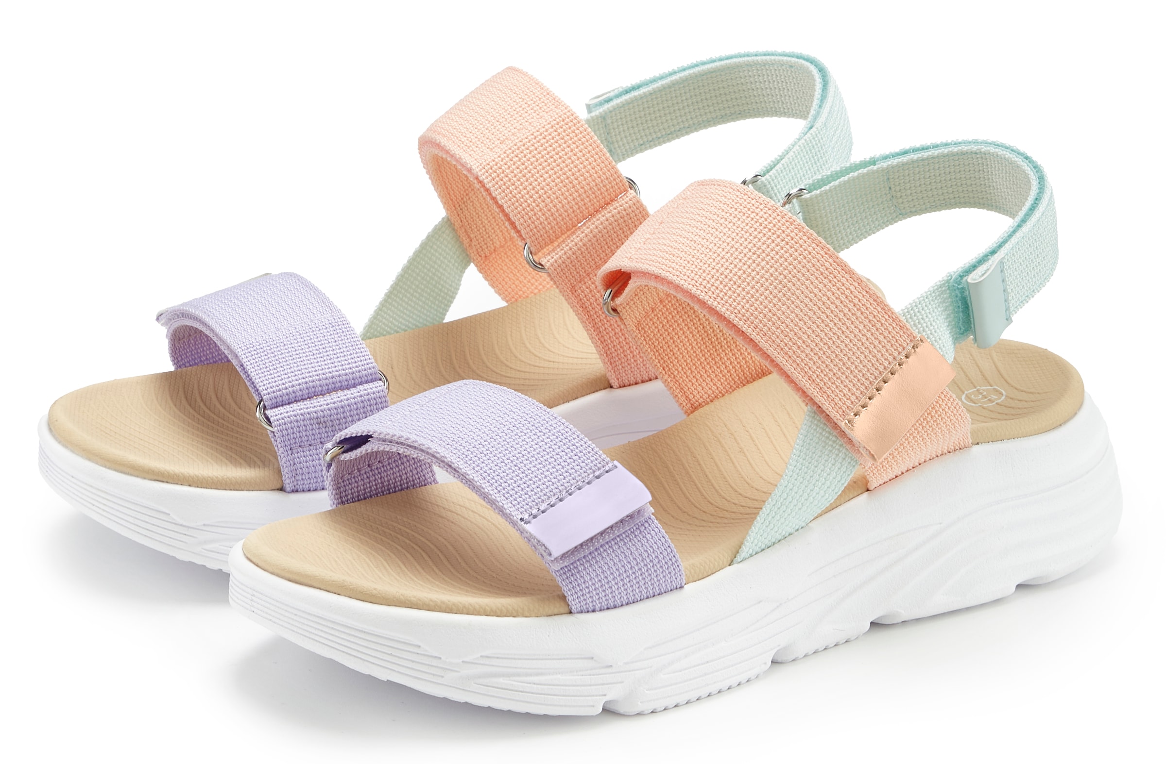 Vivance Sandale »Sandalette, Pantolette, Sommerschuhe, Riemchensandale«  mit bunten Riemchen und Klettverschluss VEGAN