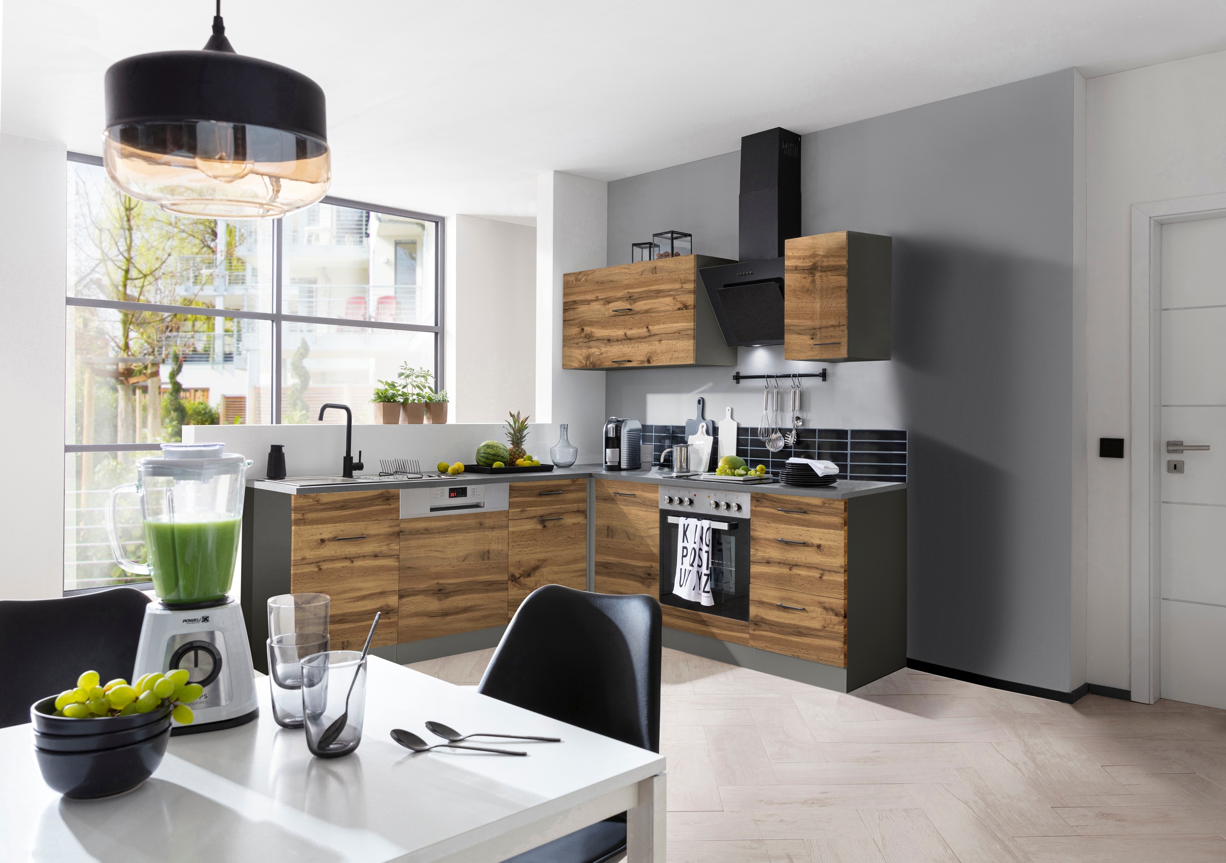 KOCHSTATION Winkelküche »KS-Trier«, mit E-Geräten, Stellbreite 220/220 cm