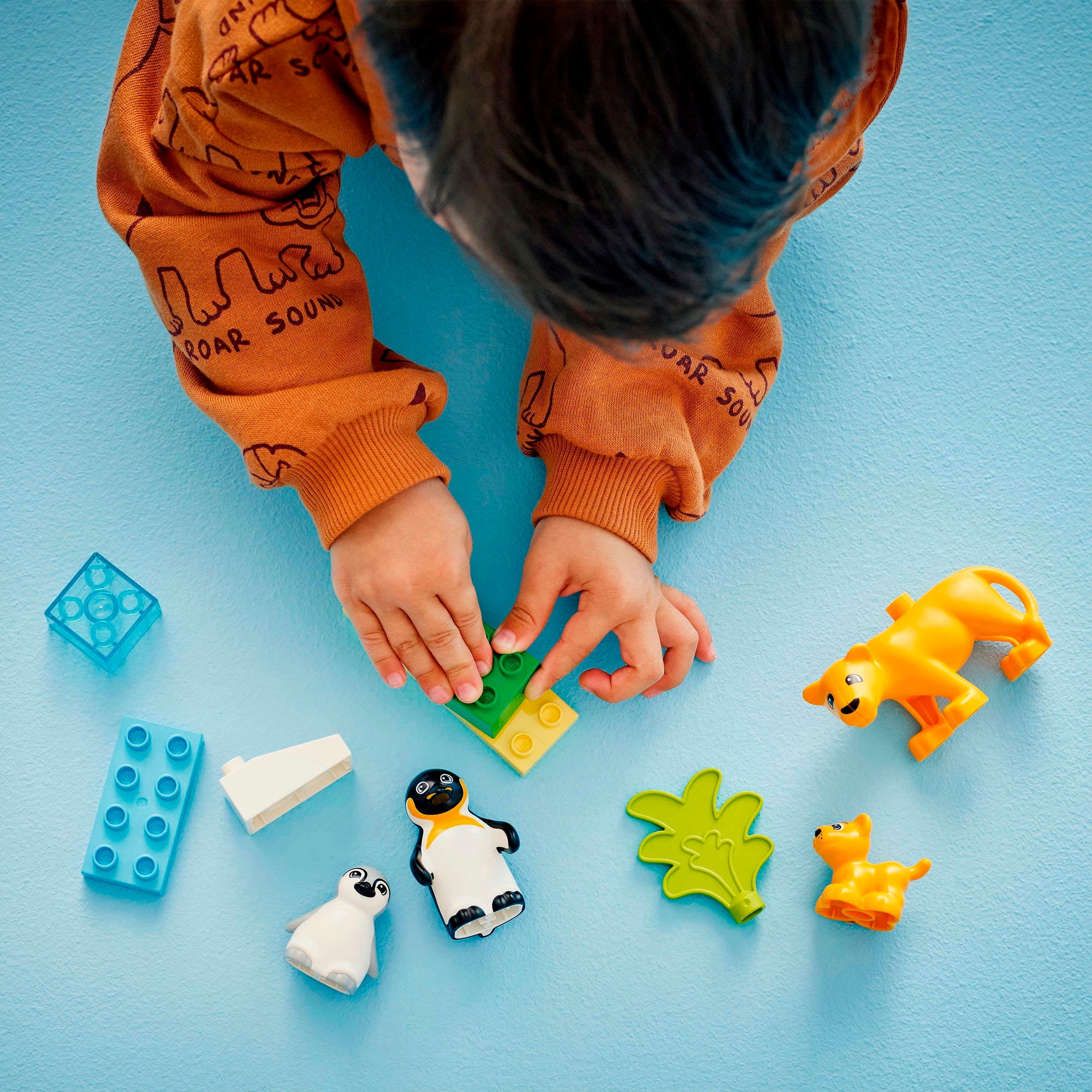 LEGO® Konstruktionsspielsteine »Wildtier-Familien: Pinguine und Löwen (10442), LEGO DUPLO Town«, (10 St.), Made in Europe