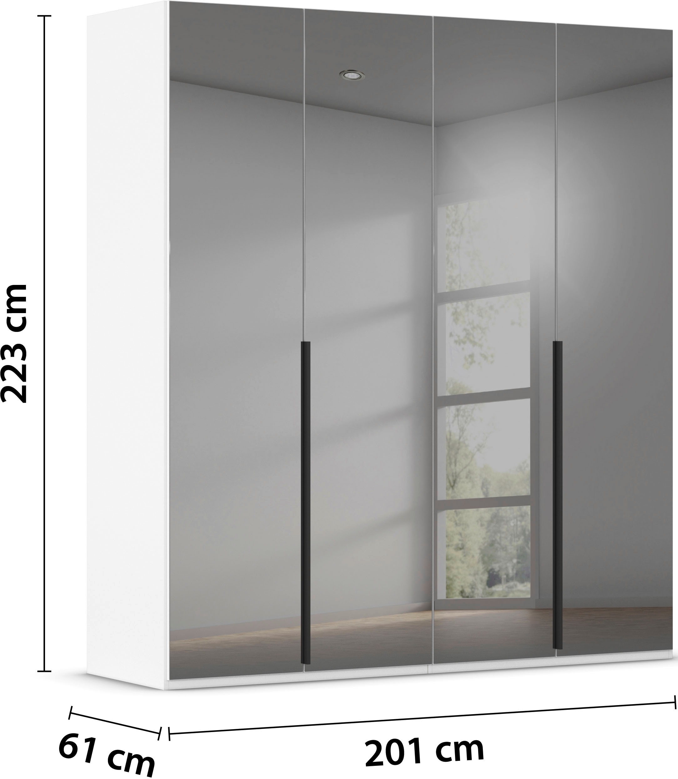 rauch Drehtürenschrank »Kleiderschrank Schrank Garderobe Wäscheschrank BESTSELLER MONTCLAR« 3 Ausstattungen BASIC/CLASSIC/PREMIUM (SOFT-CLOSE), Breiten 201-400 cm,  Front in Glas/Hochglanz/Dekor/Grauspiegel in 5 Breiten MADE IN GERMANY