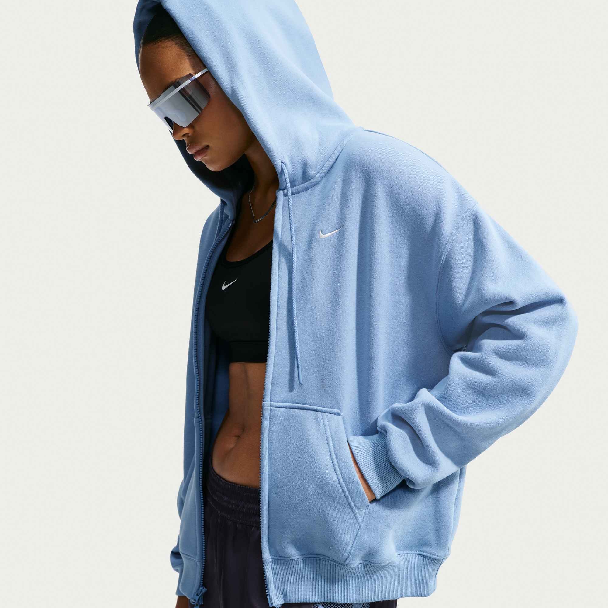 Nike Sportswear Kapuzensweatjacke »W NK STDO FLC MW OS FZ HDY« mit Reißverschluss, aus angerauter Sweatware, normaler Schnitt