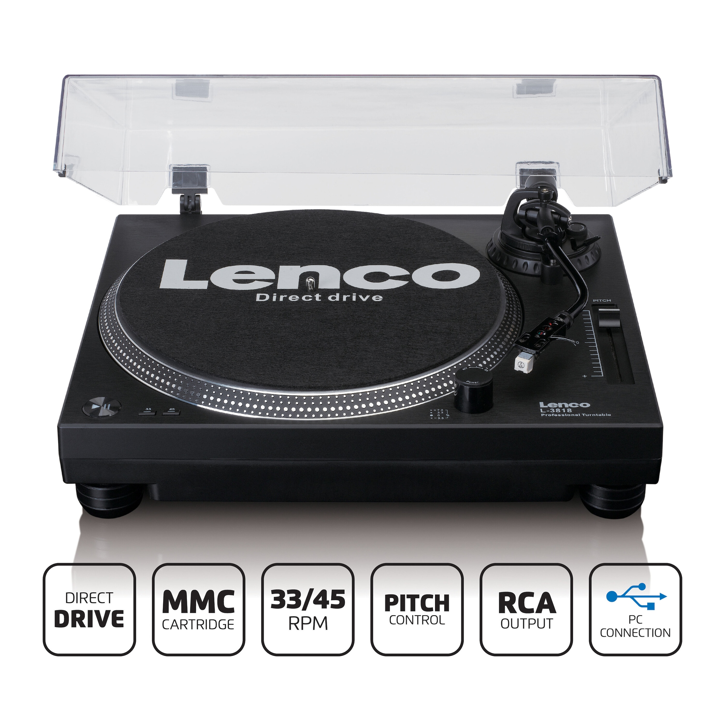 Lenco Plattenspieler »L-3818BK«, Software CD und Handbuch