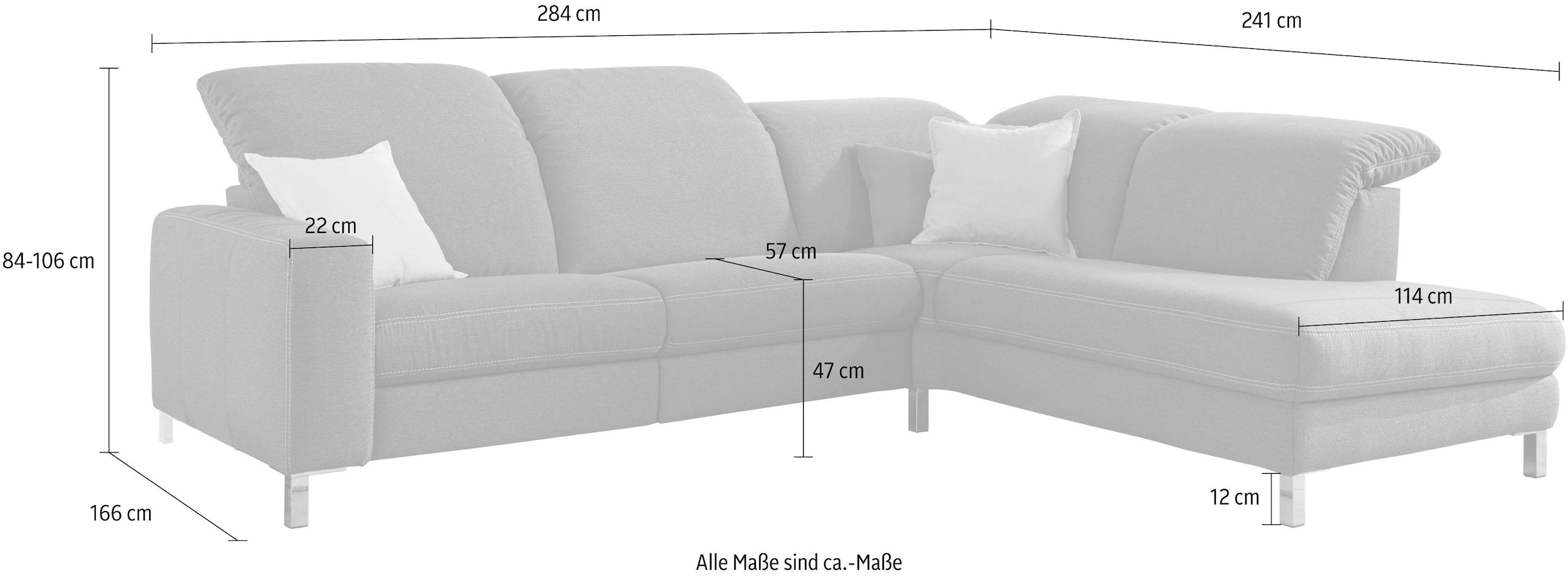 3C Candy Ecksofa »Homely bequem und komfortabel, mit verstellbaren Kopfteilen, L-Form«, modern und zeitlose Polsterecke, wahlweise mit Relaxfunktion
