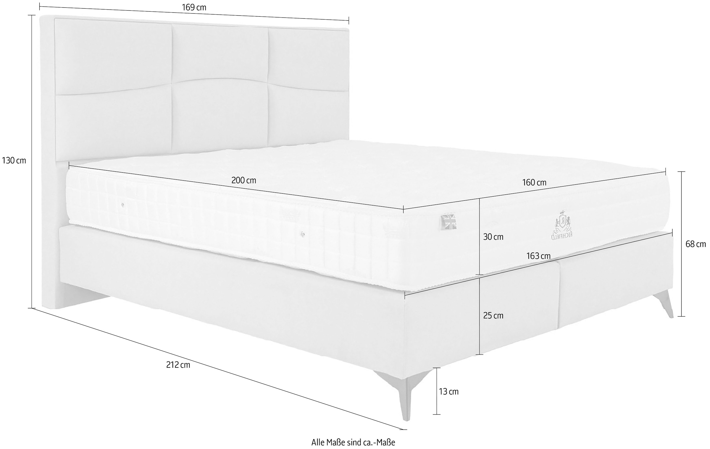 Home affaire Boxspringbett »Violette erhältlich in den Breite 160, 180 & 200cm« inkl. Topper und extra dicker Taschen-Federkernmatratze