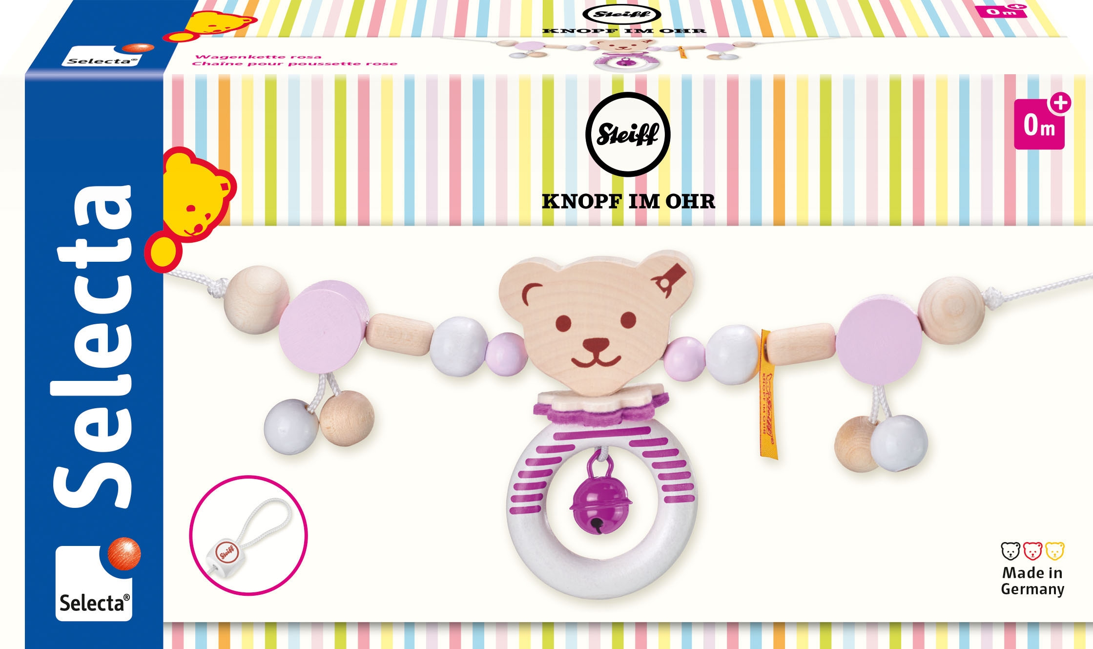 Selecta Kinderwagenkette »Steiff by Selecta®, rosa«, Made in Germany