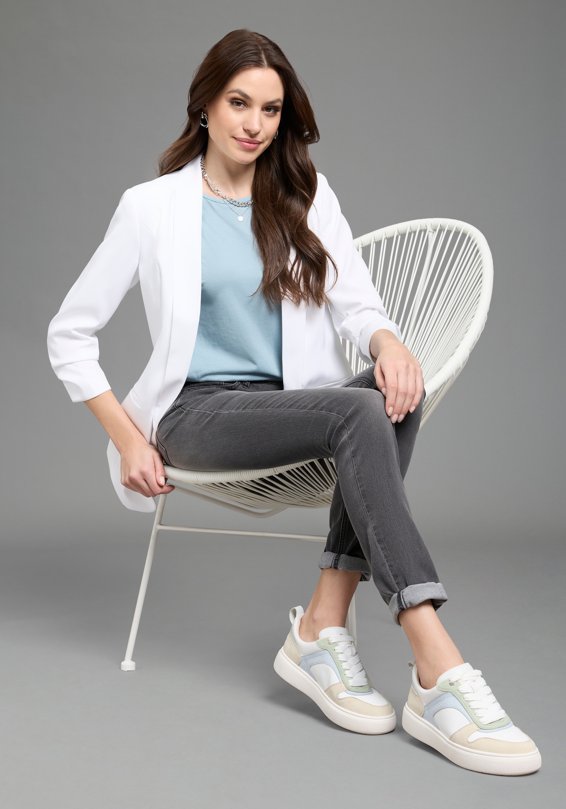 Laura Scott Longblazer mit gerafften Ärmeln