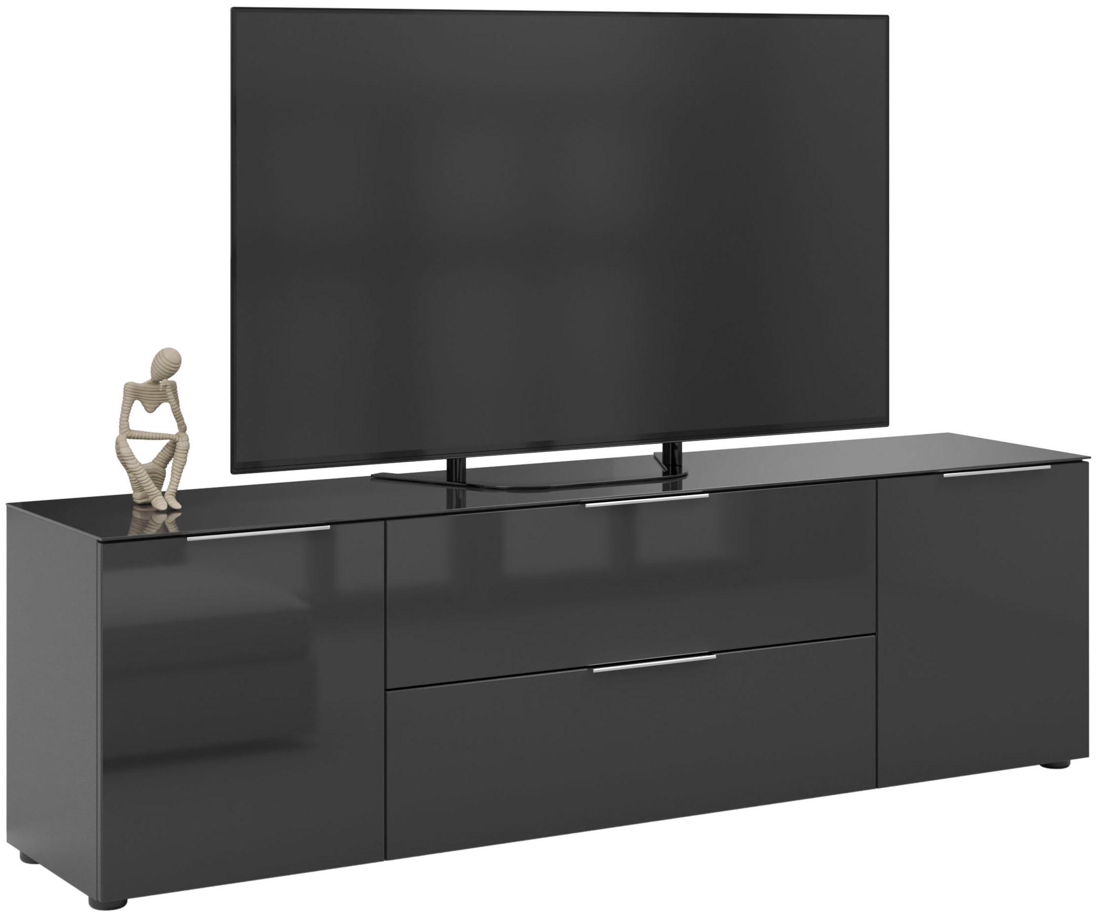 Manjana Möbel Lowboard »Lowboard mit Chrom oder Schwarz matten Metallgriffen«