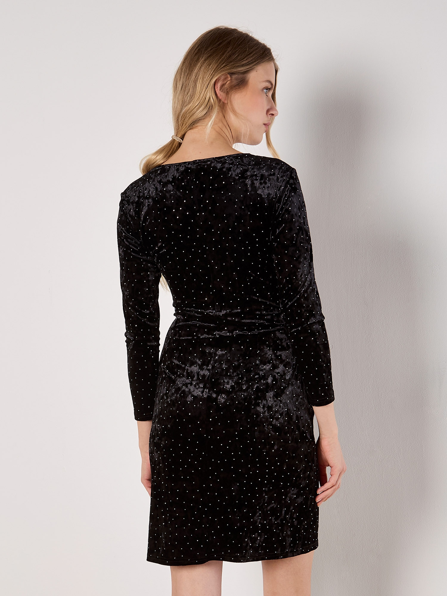 Apricot Minikleid »Samt-Wickel-Minikleid« mit Strasssteinen