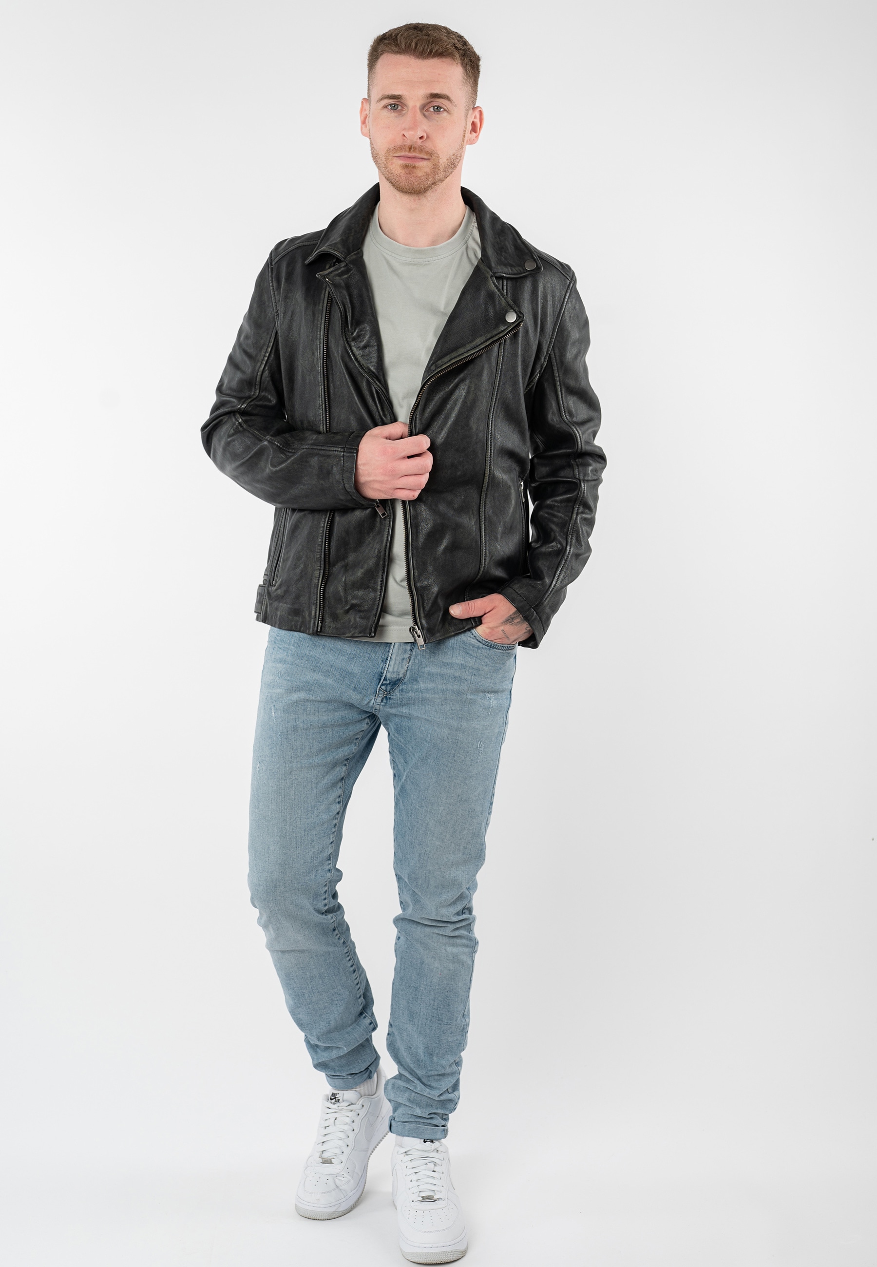 Mauritius Lederjacke »MMLario« mit Reverskragen, Slim Fit