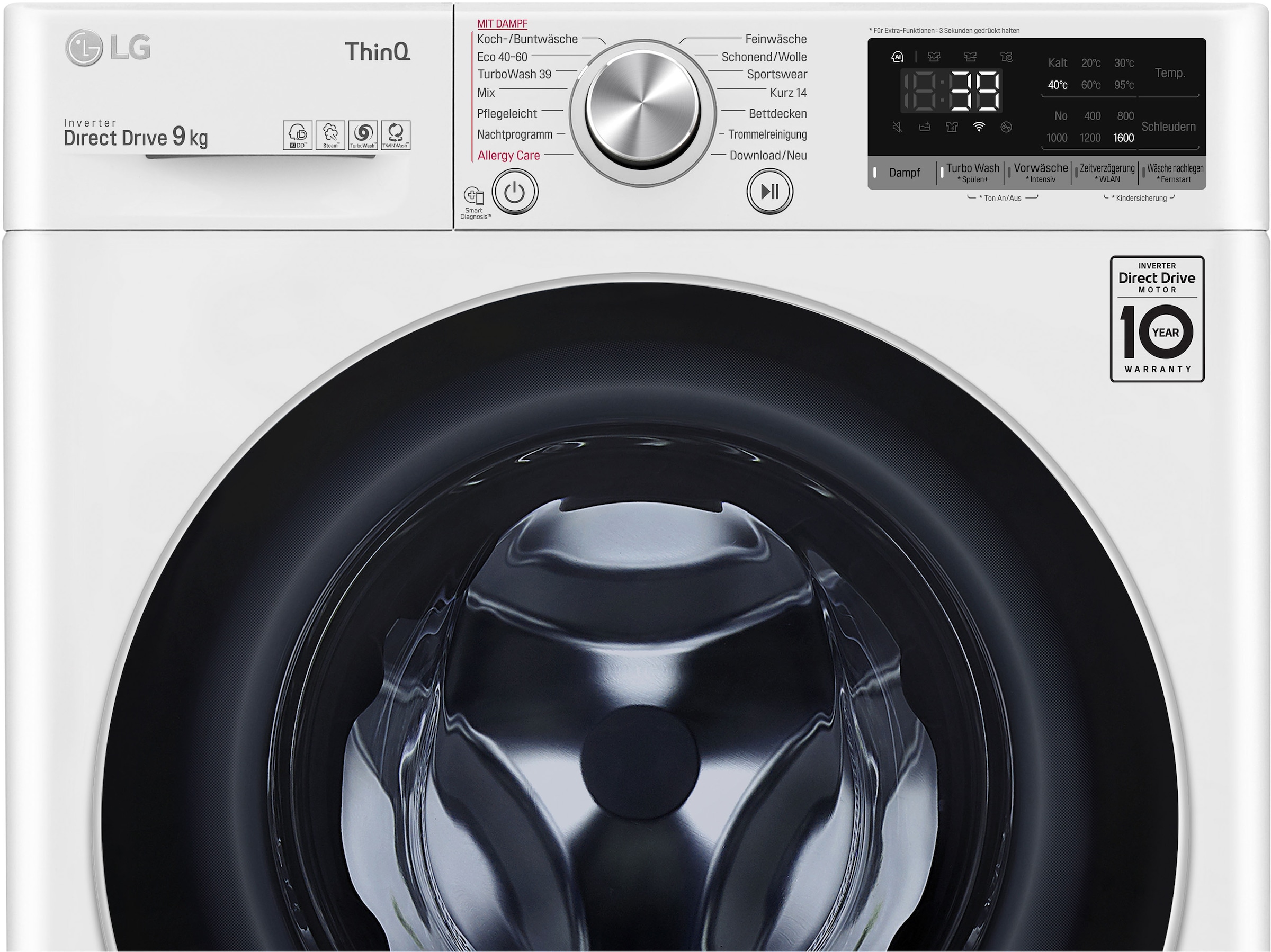 LG Waschmaschine »F6WV709P1«, 9 kg, 1600 U/min, TurboWash® - Waschen in nur 39 Minuten