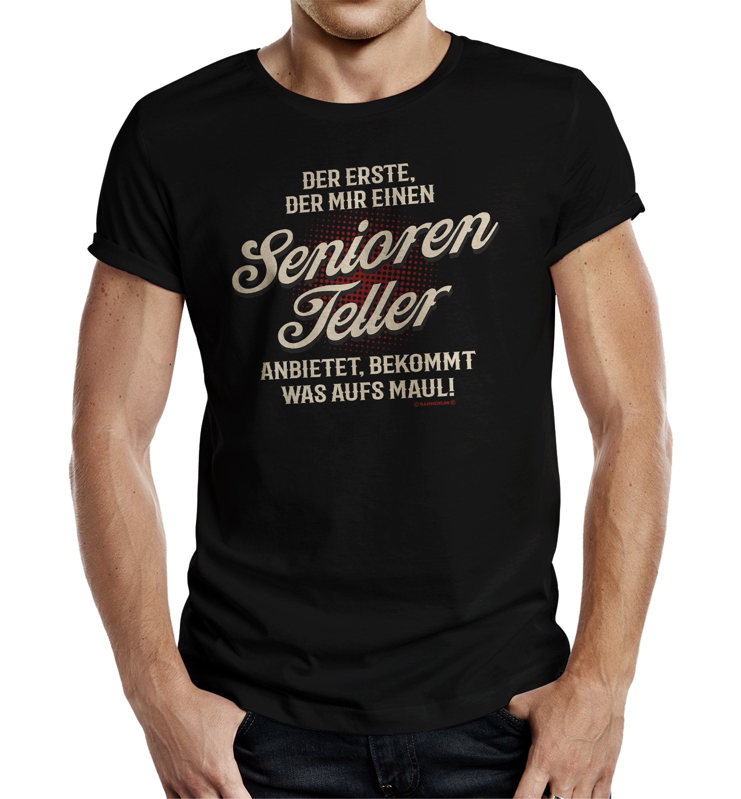 Rahmenlos T-Shirt, mit witzigem Senioren-Print