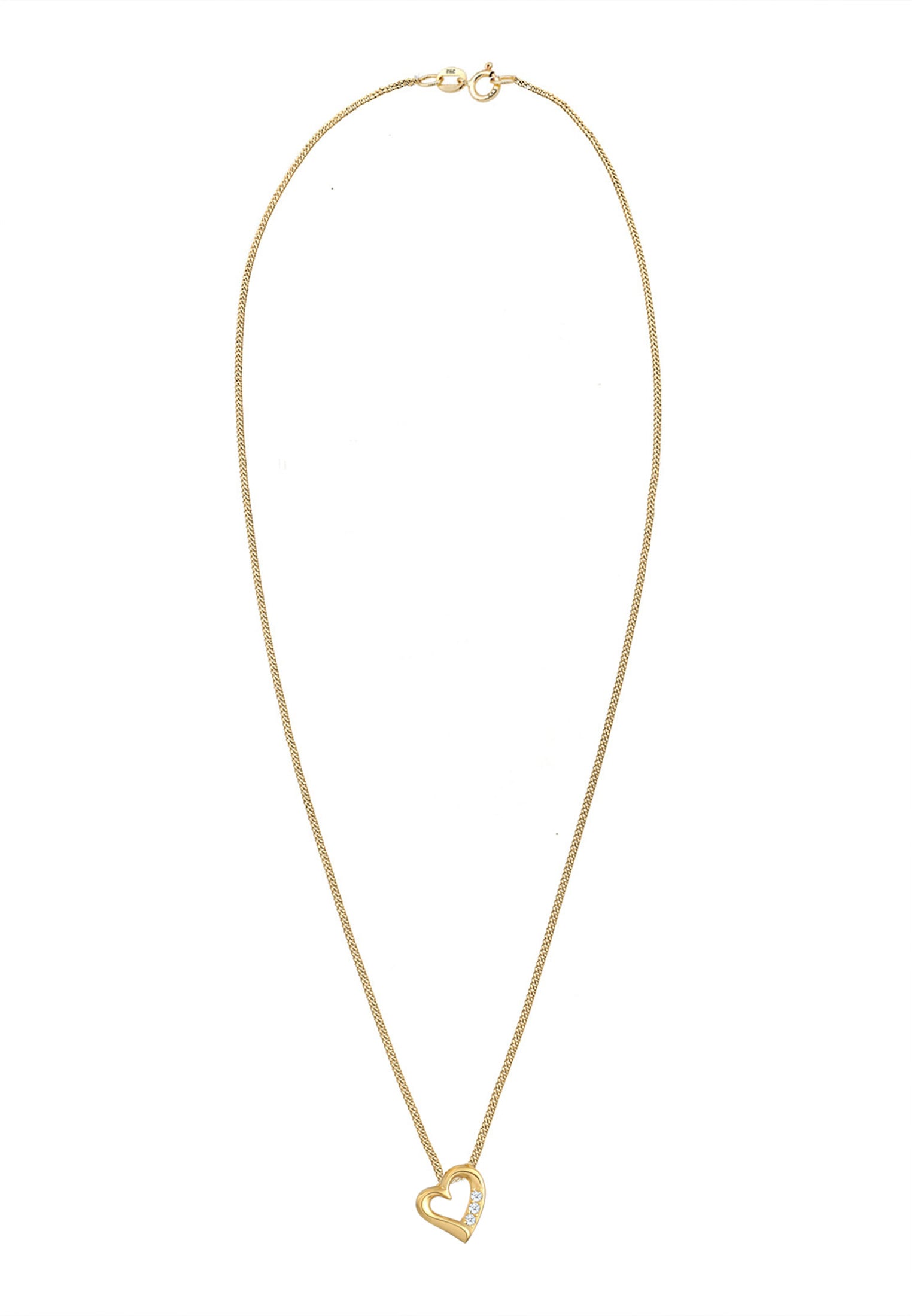 Elli DIAMONDS Silberkette »Halskette Herz Diamant Weiß Brillantschliff (0.045 ct) 585 Gelbgold«
