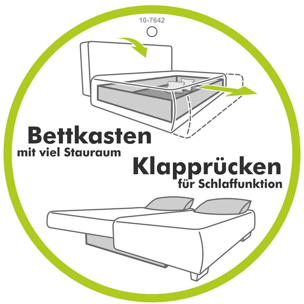 Jockenhöfer Gruppe Ecksofa »Elmau, L-Form, Breite 235cm«, inkl. Bettfunktion, Bettkasten, Ottomane links/rechts montierbar