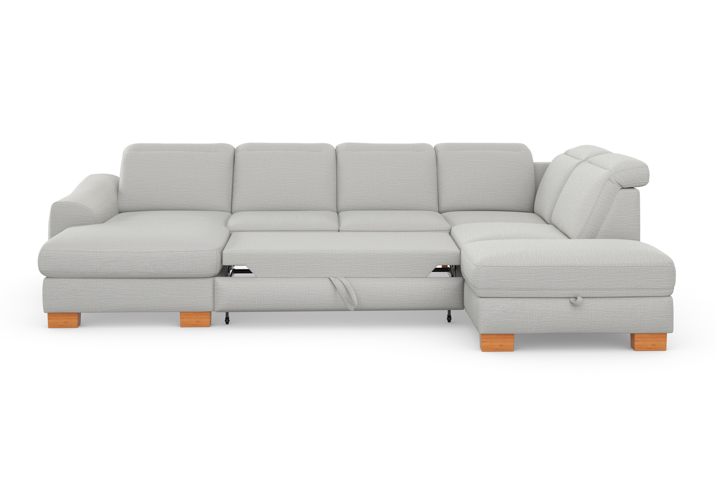 sit&more Wohnlandschaft »Dundee U-Form«, mit Federkern und Massivholzfüßen, wahlweise mit Kopfteilverstellung