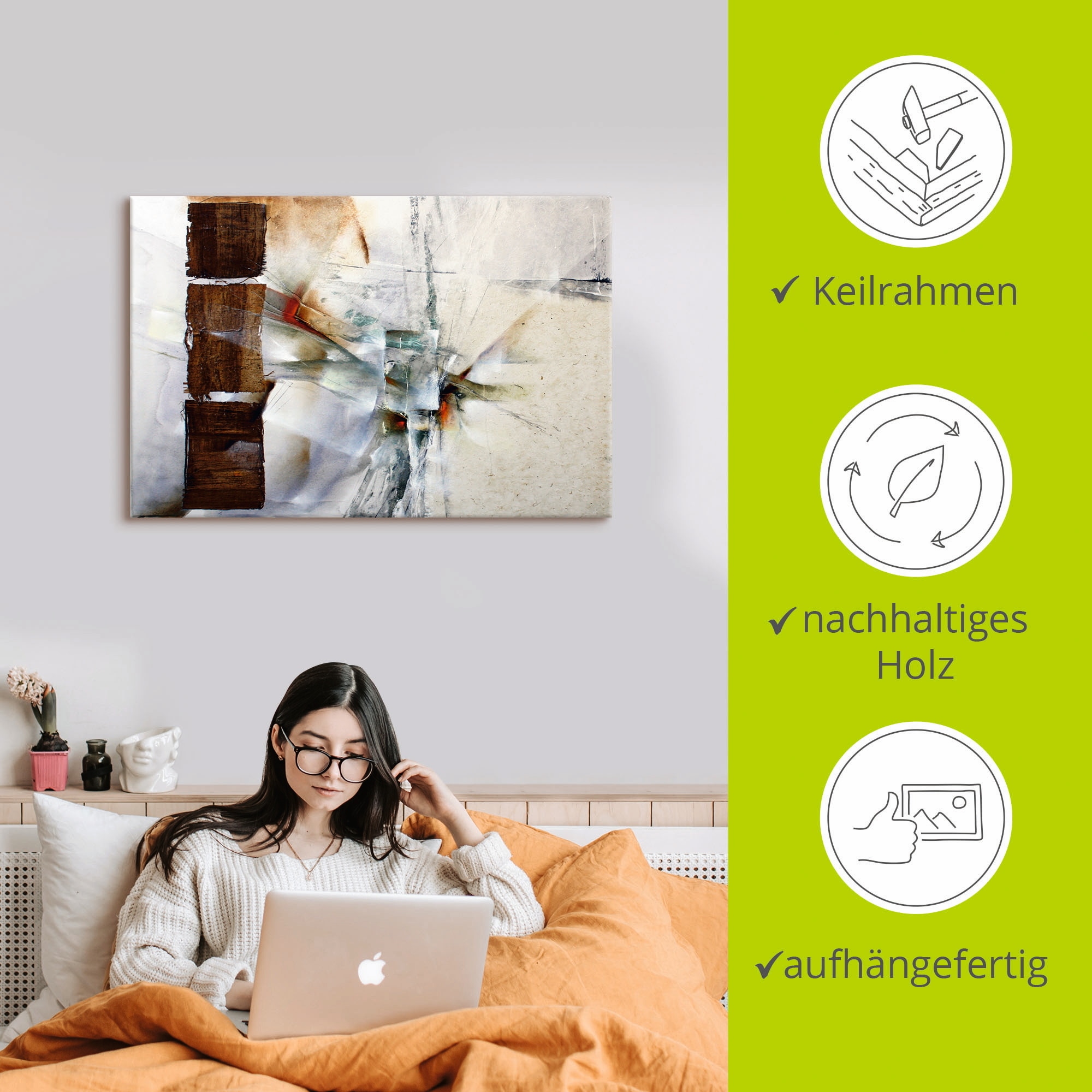 Artland Leinwandbild »Abstrakte Komposition in weiß« Gegenstandslos 1 Stk. tlg. auf Holzrahmen gespannt