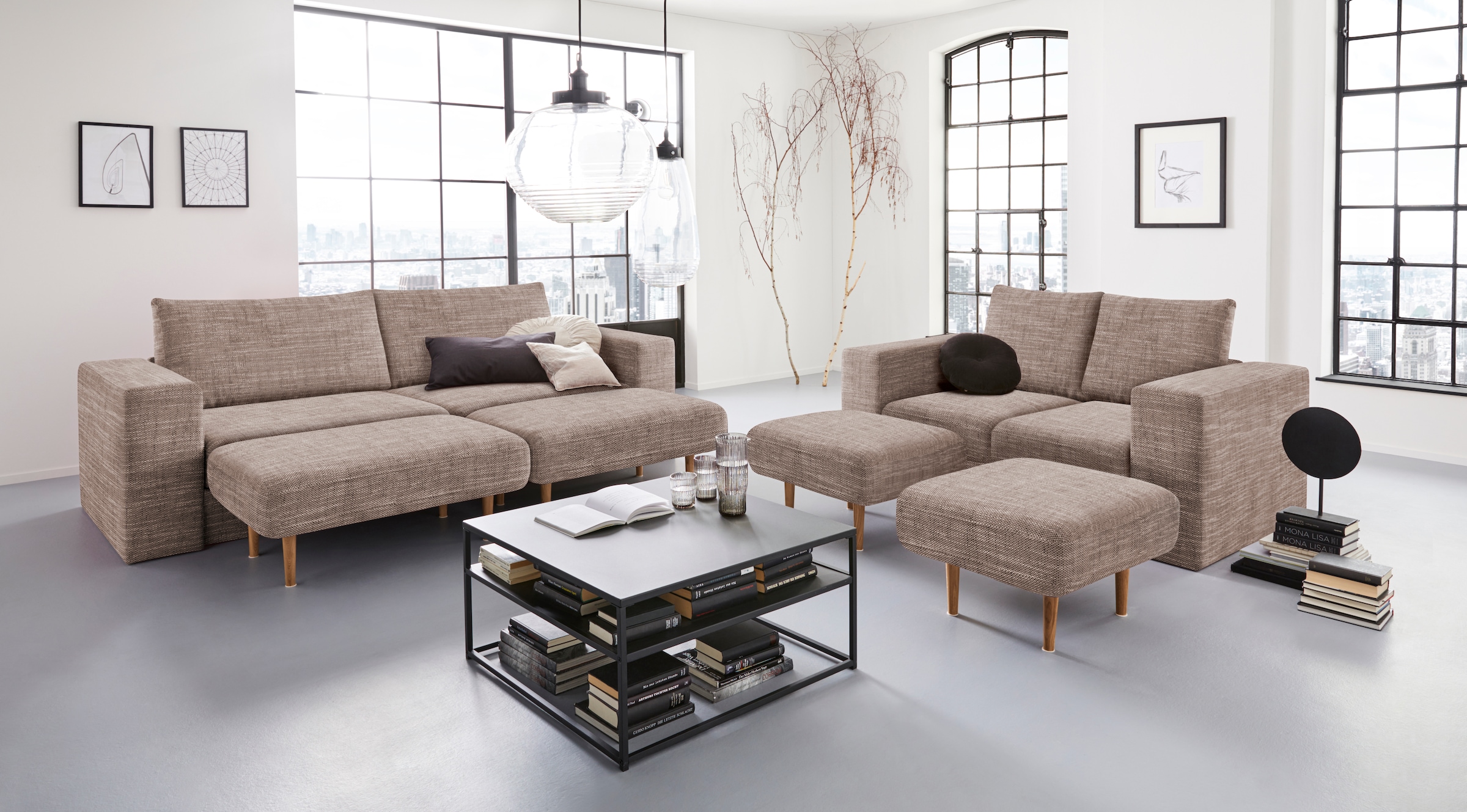 LOOKS by Wolfgang Joop 4-Sitzer »Looksv« Verwandlungssofa: aus Sofa wird Sofa mit 2 Hockern