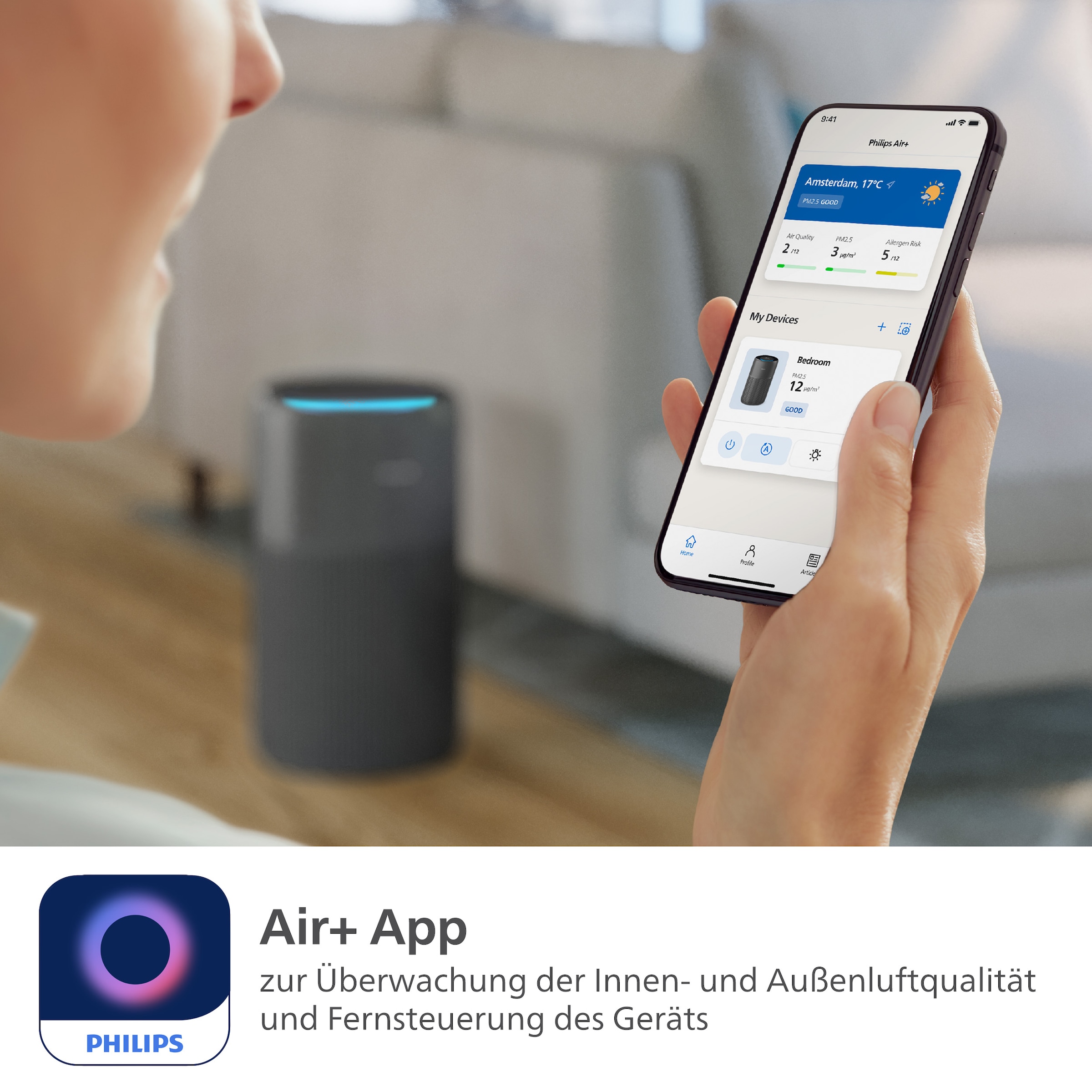 Philips Luftreiniger »AC2221/13 PureProctect Quiet 2200 Series, Luftreinigungsrate 420 m³/h« für 109 qm Räume 3-Schichten-HEPA-Filtersystem, mit App Verbindung, leise