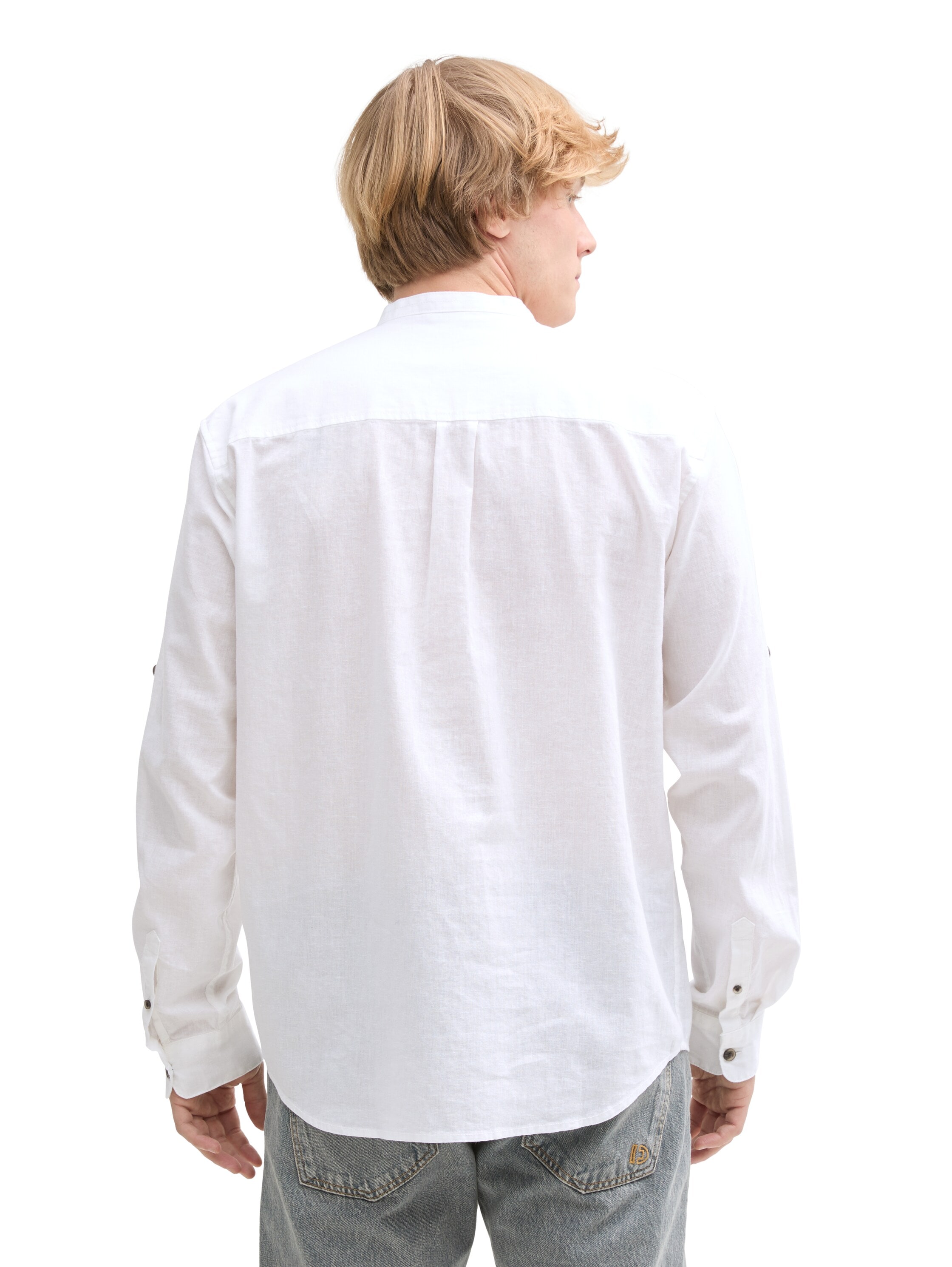 TOM TAILOR Denim Langarmhemd, mit Leinenanteil