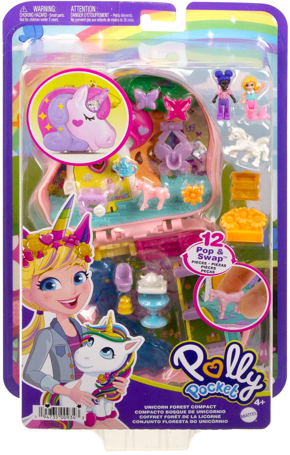 Polly Pocket Spielwelt »Einhorn Schatulle«, mit Meerjungfrauen-Figur und Zubehör