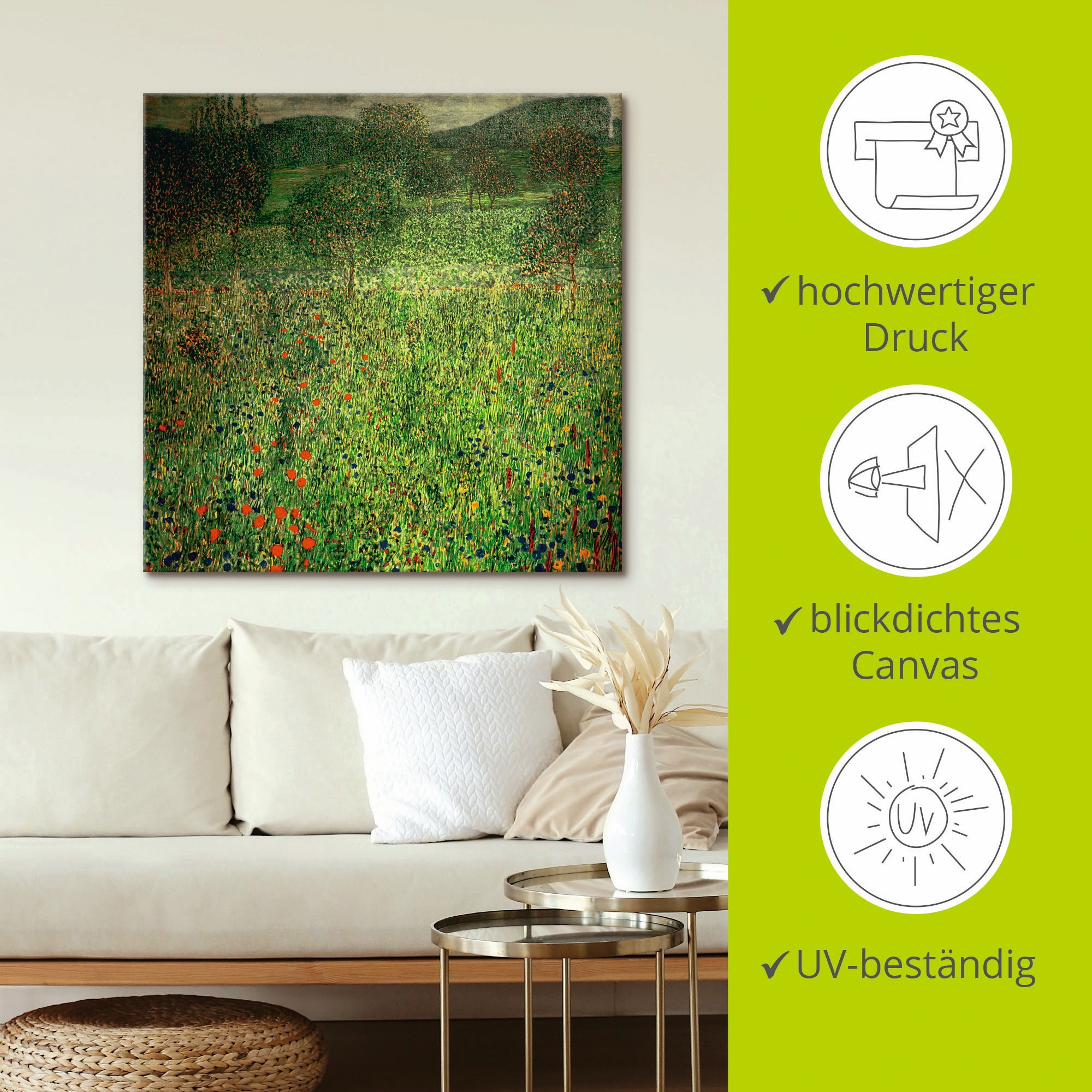 Artland Leinwandbild »Gartenlandschaft«, Wiesen & Bäume, (1 St.), auf Keilrahmen gespannt