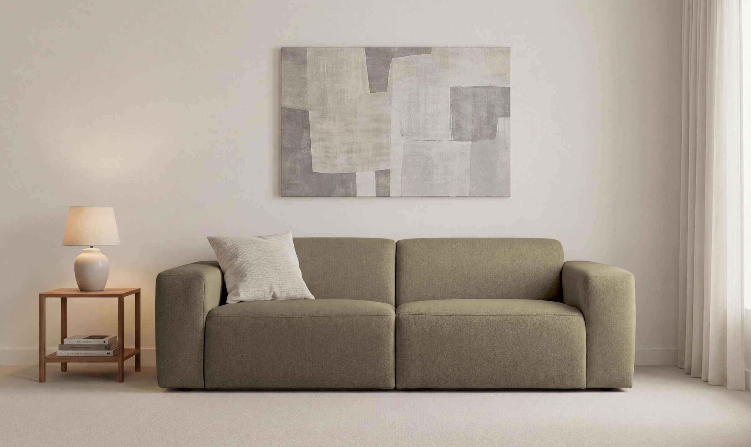 OTTO home 3-Sitzer »Koa, 228 cm, Modulsofa in Cord, Chenille, Struktur, Webstoff« Designsofa, weicher Lounge-Sitzkomfort, Welleunterfederung, bodentief
