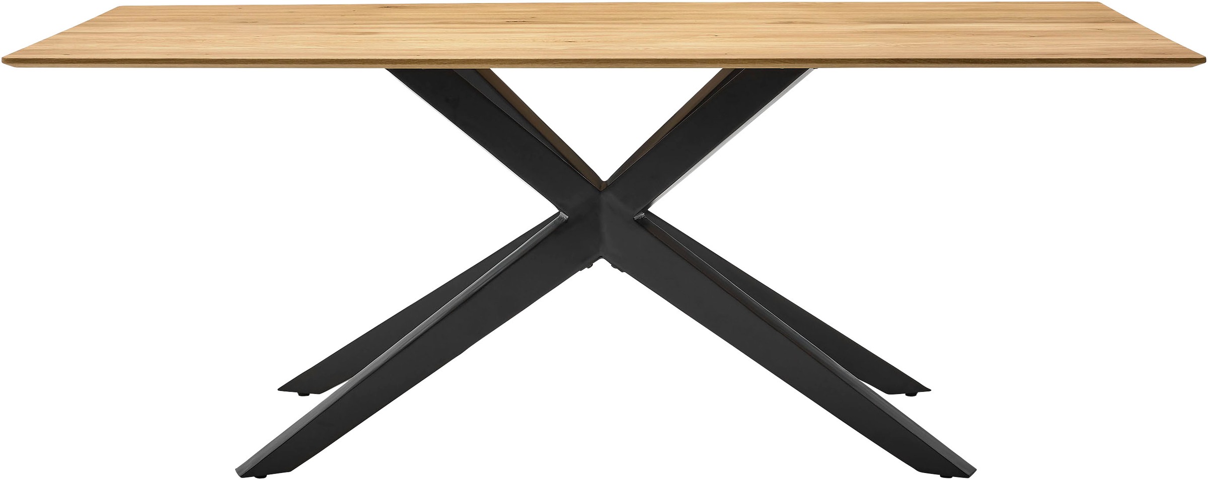 Musterring Esstisch mit fester Platte in Barock-Eiche massiv, 20mm, Eisengestell schwarz