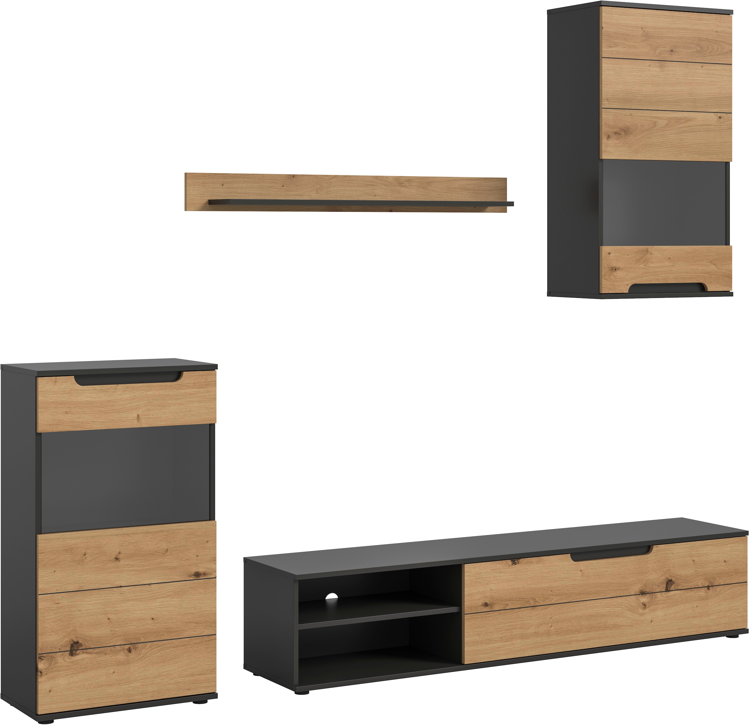 INOSIGN Wohnwand »SKEPP, 4-teilig, best. aus: 2x Vitrine, 1x Lowboad & 1x Wandboard«