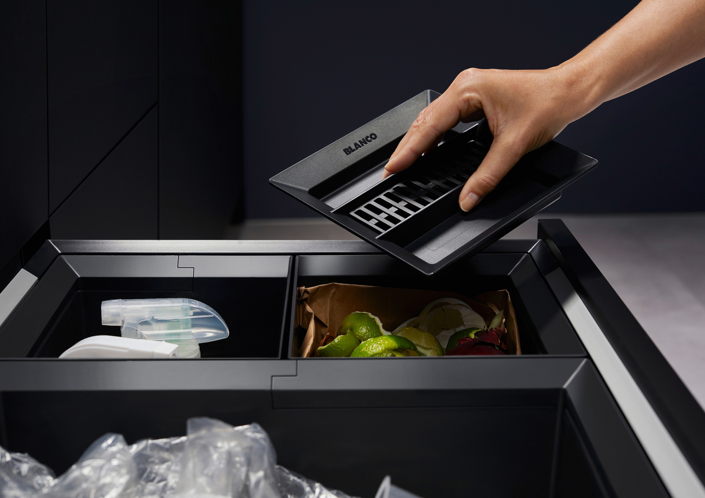 Blanco Einbaumülleimer »FLEXON II Low 60/4« 4 Behälter Abwaschbare und entnehmbare Eimer