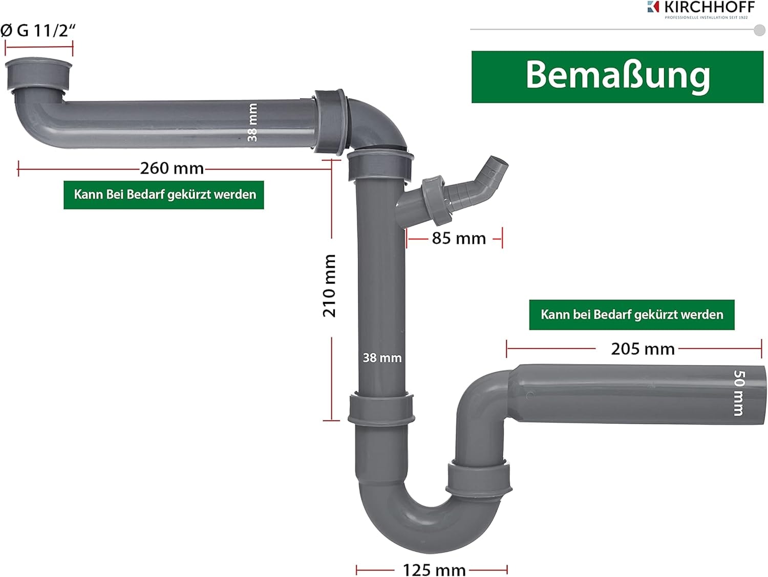 Kirchhoff Siphon »ECO-SAVE«, (Set), Abfluss für Spüle, Ablaufgarnitur mit Geräteanschluss