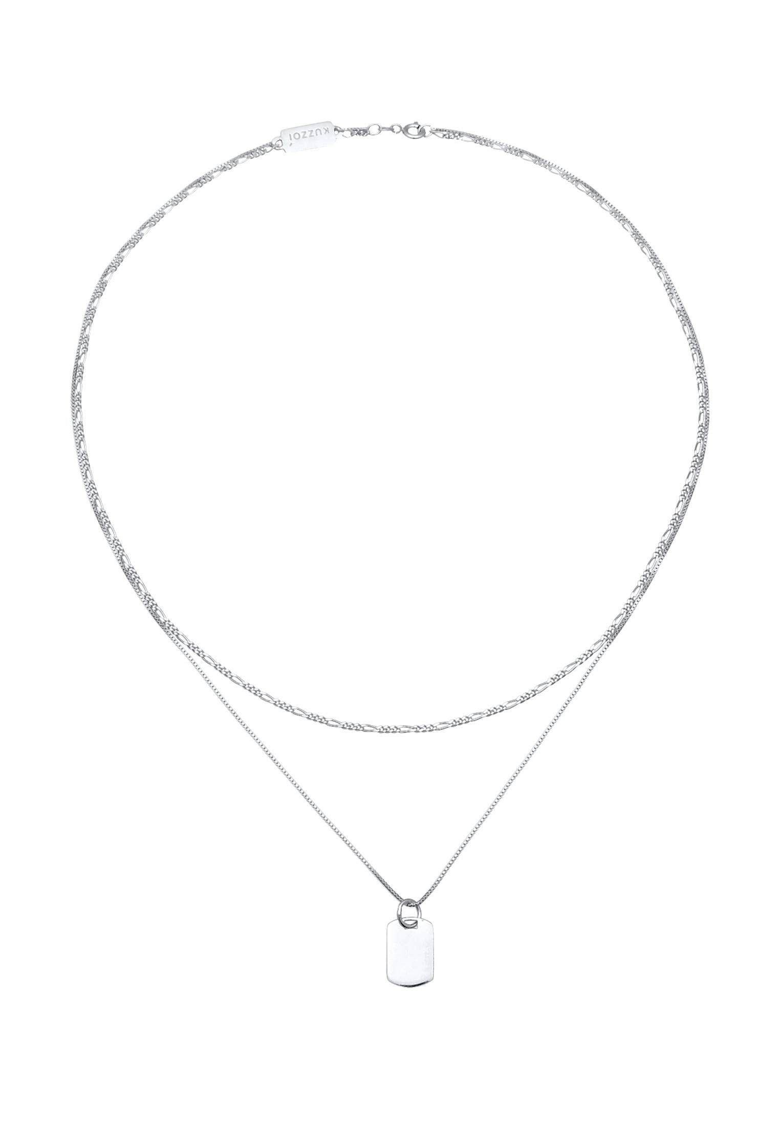 Kuzzoi Kette mit Anhänger »Halskette Herren Layer Figaro Venezianer Platte 925 Silber«