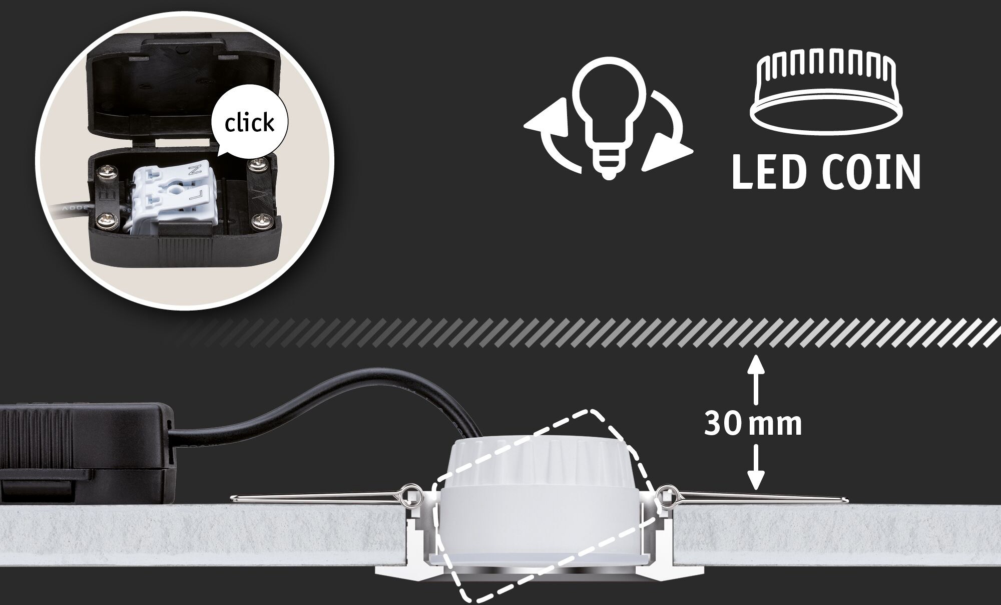 Paulmann LED Bad-Einbauleuchte »Cole«, 3er-Set, dimmbar, Schutzart IP44 spritwassergeschützt