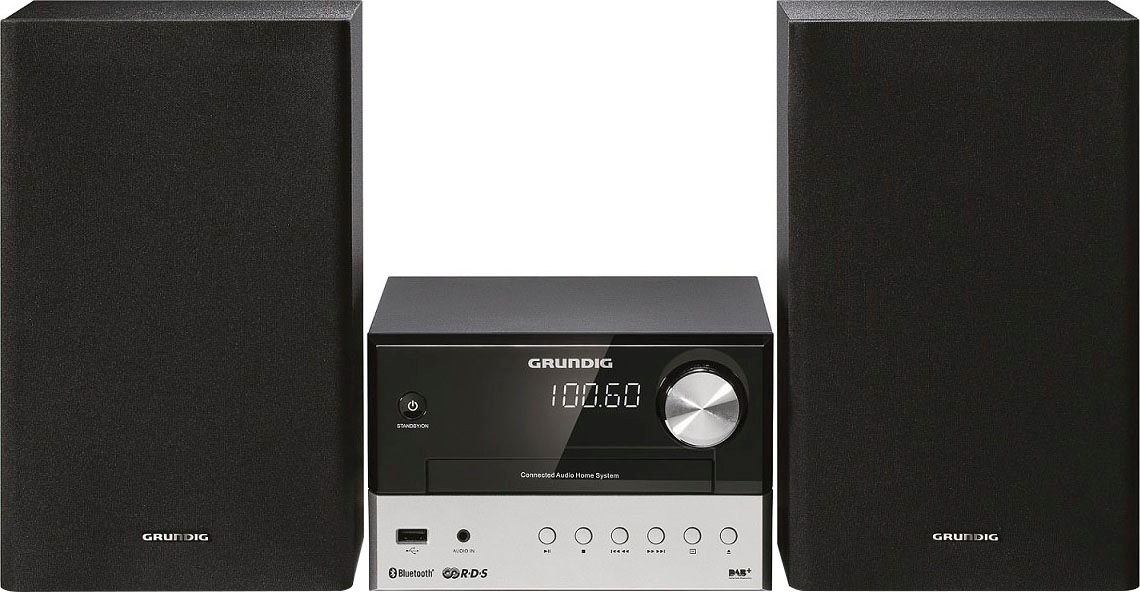 Grundig Kompaktanlage »CMS 2000 BT Micro-«, Bluetooth, Display mit Uhranzeige-Wecker-Sleep-Timer-12 und 24 Stunden Umschaltung-RDS-Uhrzeit Synchronisation-UKW-Radio-USB-Audiowiedergabe