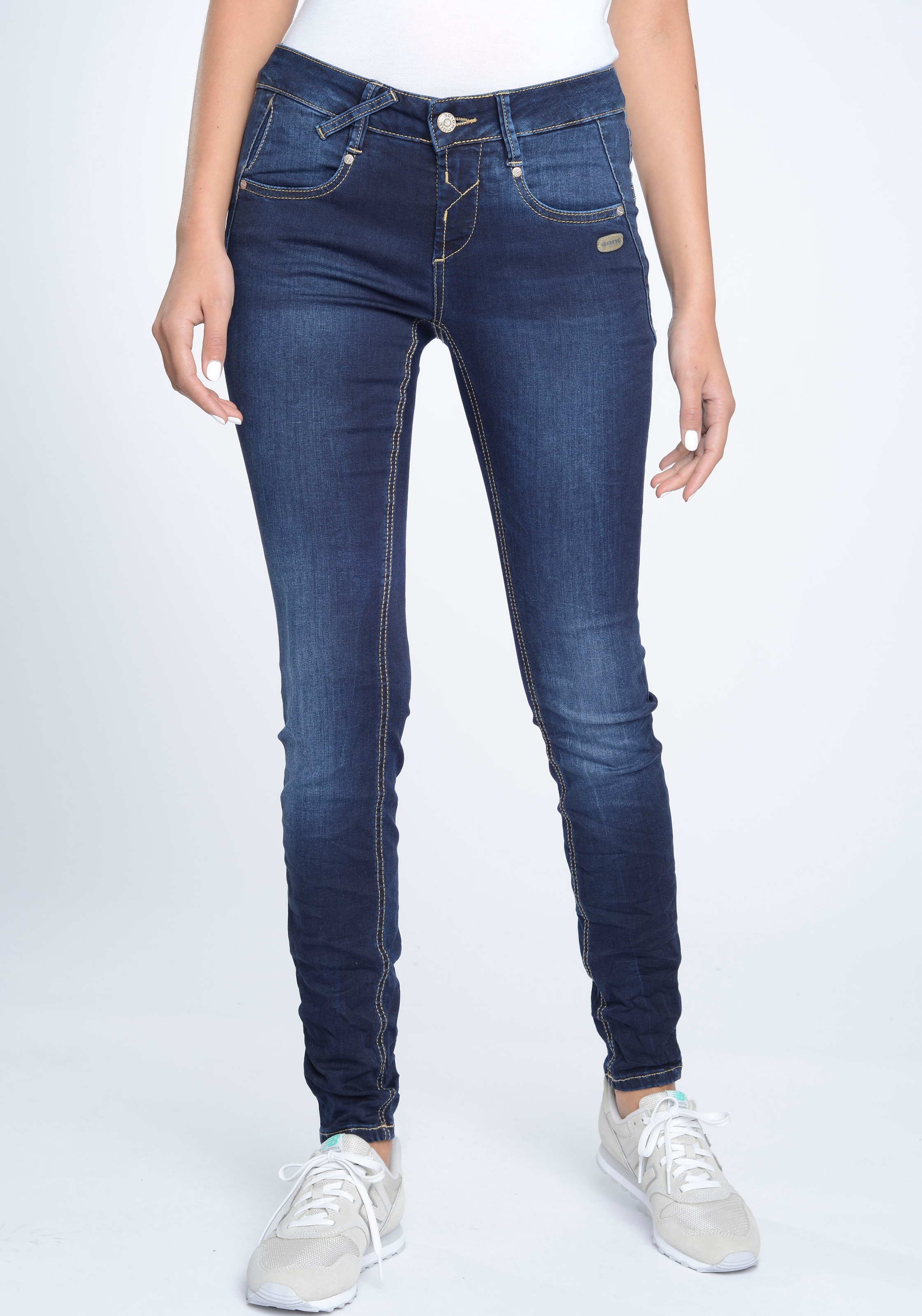 GANG Skinny-fit-Jeans »94Nele«, Gürtelschlaufen mit bei links online OTTO vorne gekreuzten