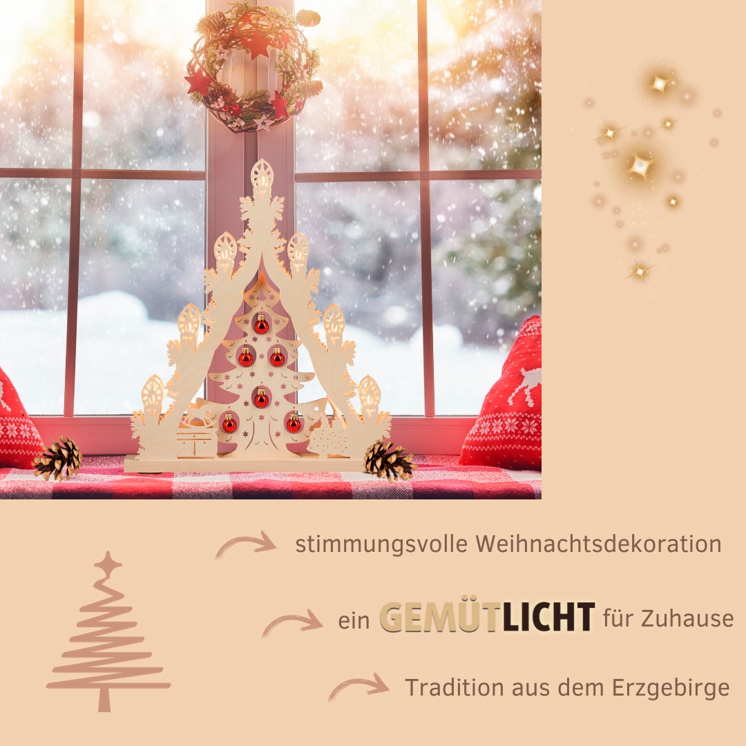 Weigla LED Lichterbogen »Weihnachtsbaum mit Kugeln«, Lichterspitze, 7-flammig
