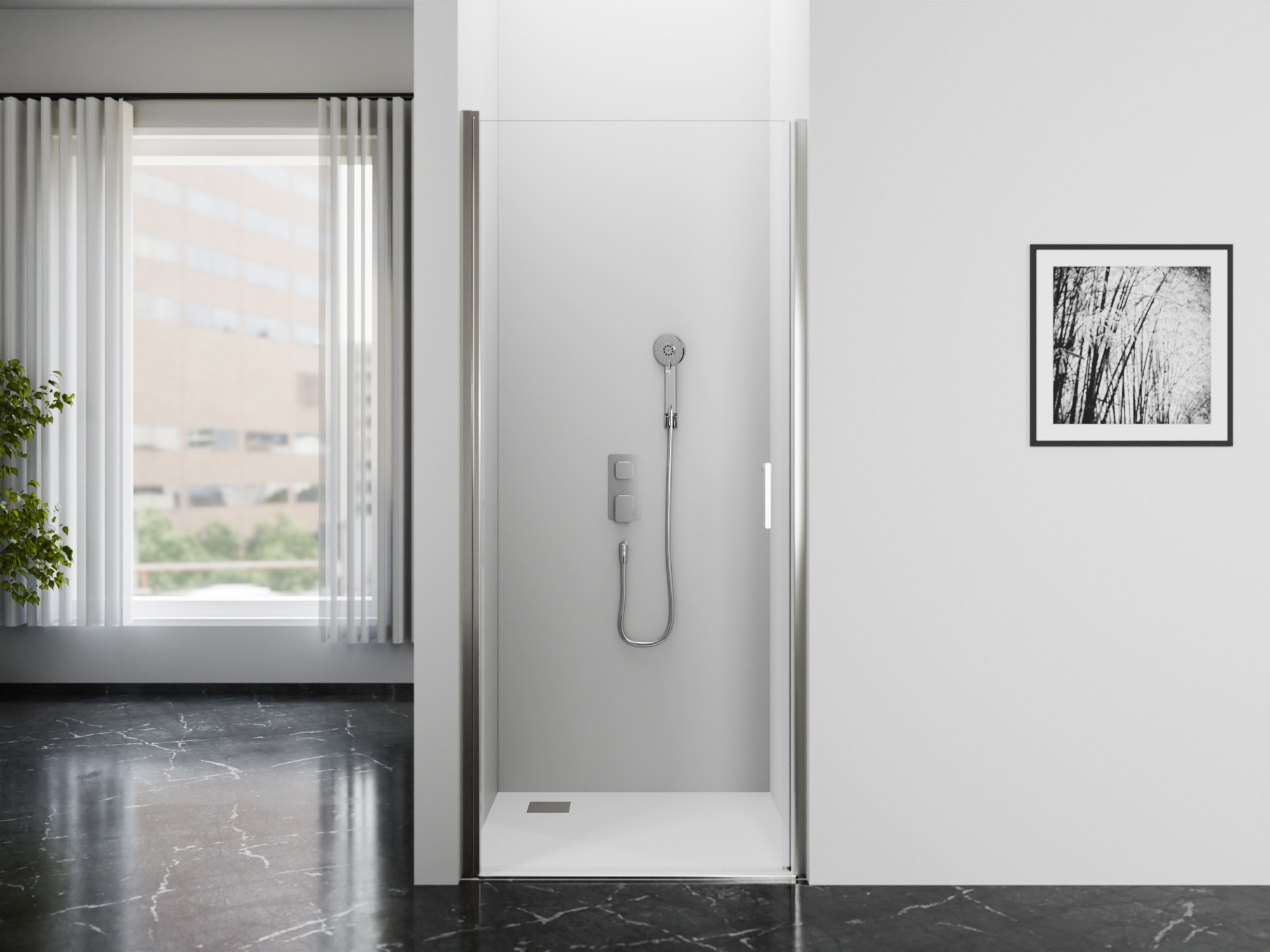 Marwell Dusch-Schwingtür »BRIGHT 80« seitenverkehrt aufbaubar, hochwertige Aluminiumprofile