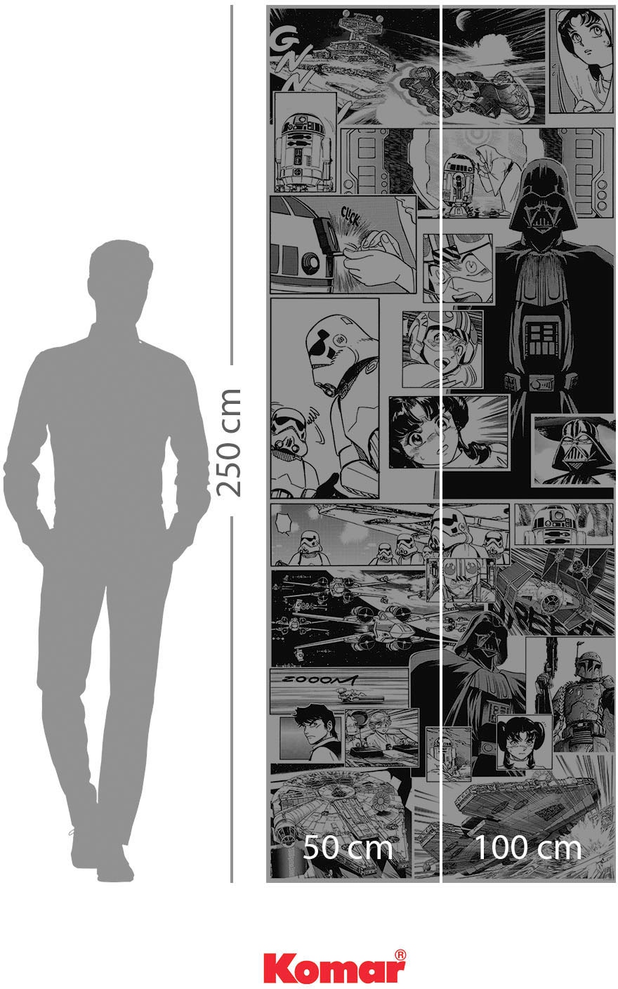 Komar Fototapete »Vlies Fototapete - Star Wars Manga Madness - Größe 100 x 250 cm«, bedruckt