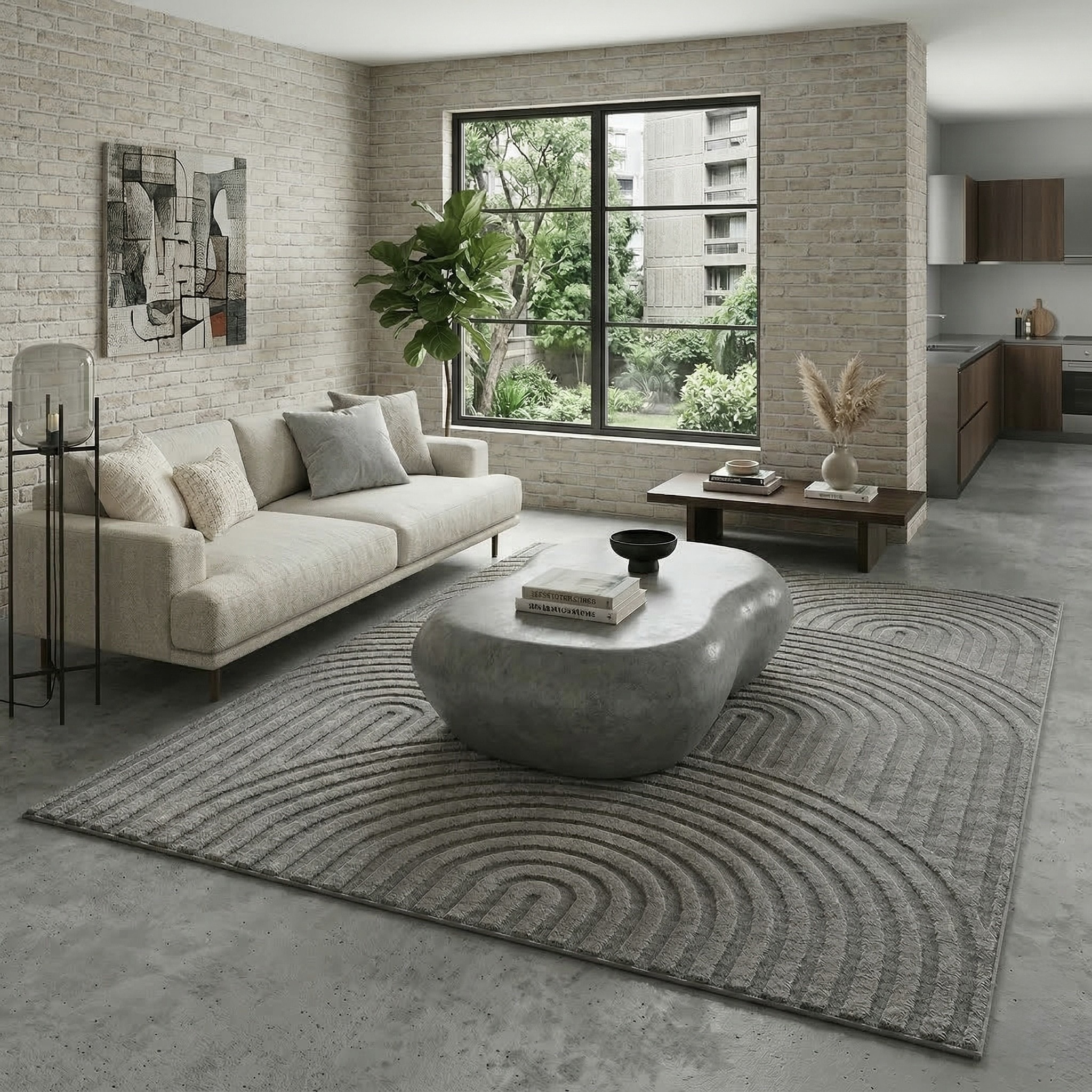 Sehrazat Teppich »Rio 1500 , auch als Läufer« rechteckig 7 mm Höhe Kurzflor, grafisches Hoch Tief  Muster, Wohnzimmer