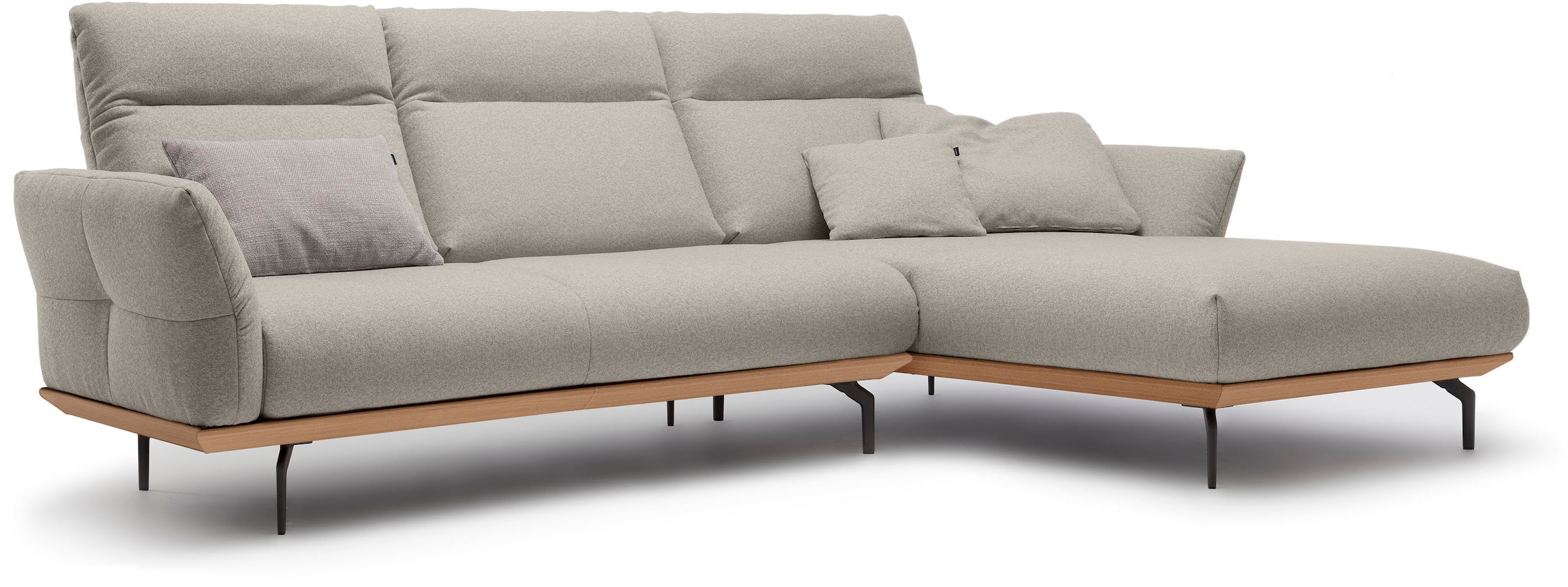 Creation BY ROLF BENZ Ecksofa »CR.460«, Sockel in Eiche, Alugussfüße in umbragrau, Breite 298 cm