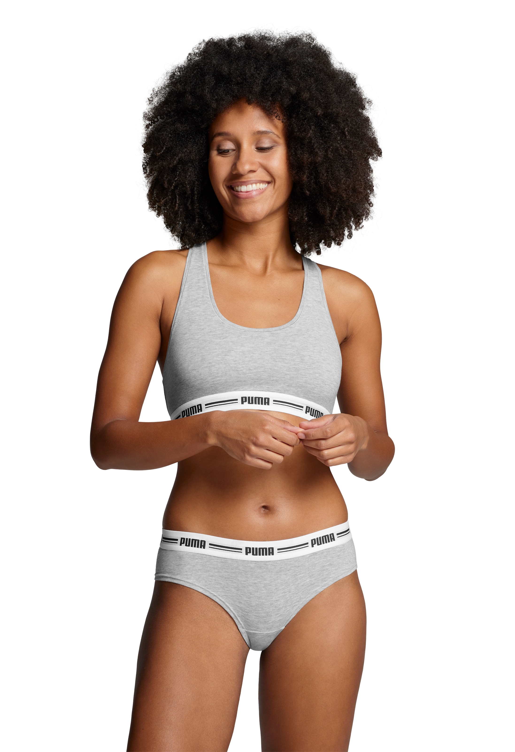 PUMA Brasilslip »PUMA WOMEN BRAZILIAN 2P HANG«, (2er Pack), mit weichem Logobündchen