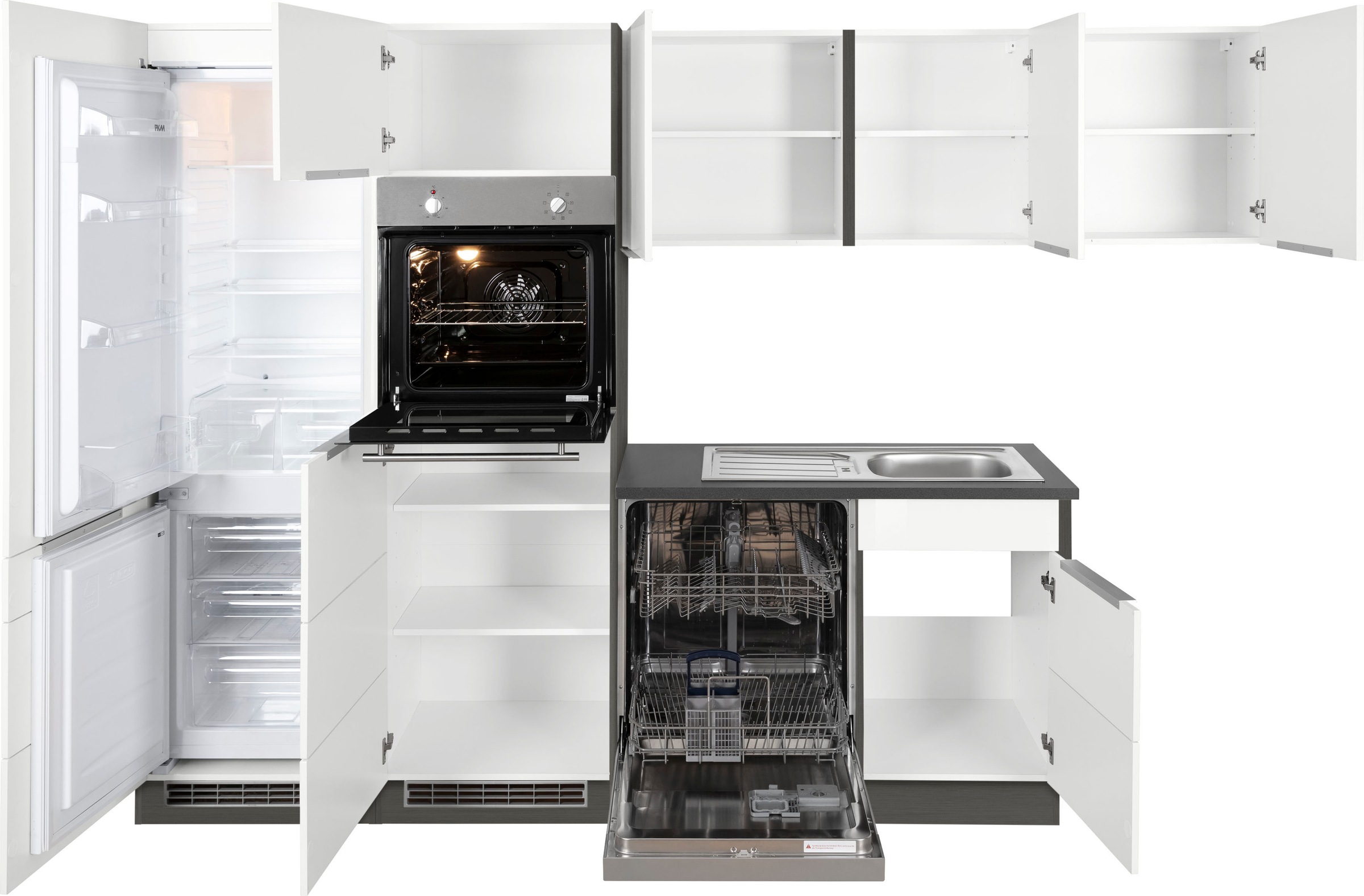 KOCHSTATION Winkelküche »KS-Brindisi Stellbreite 290/170 cm« wahlweise mit E-Geräten und Induktion, mit MDF-Fronten