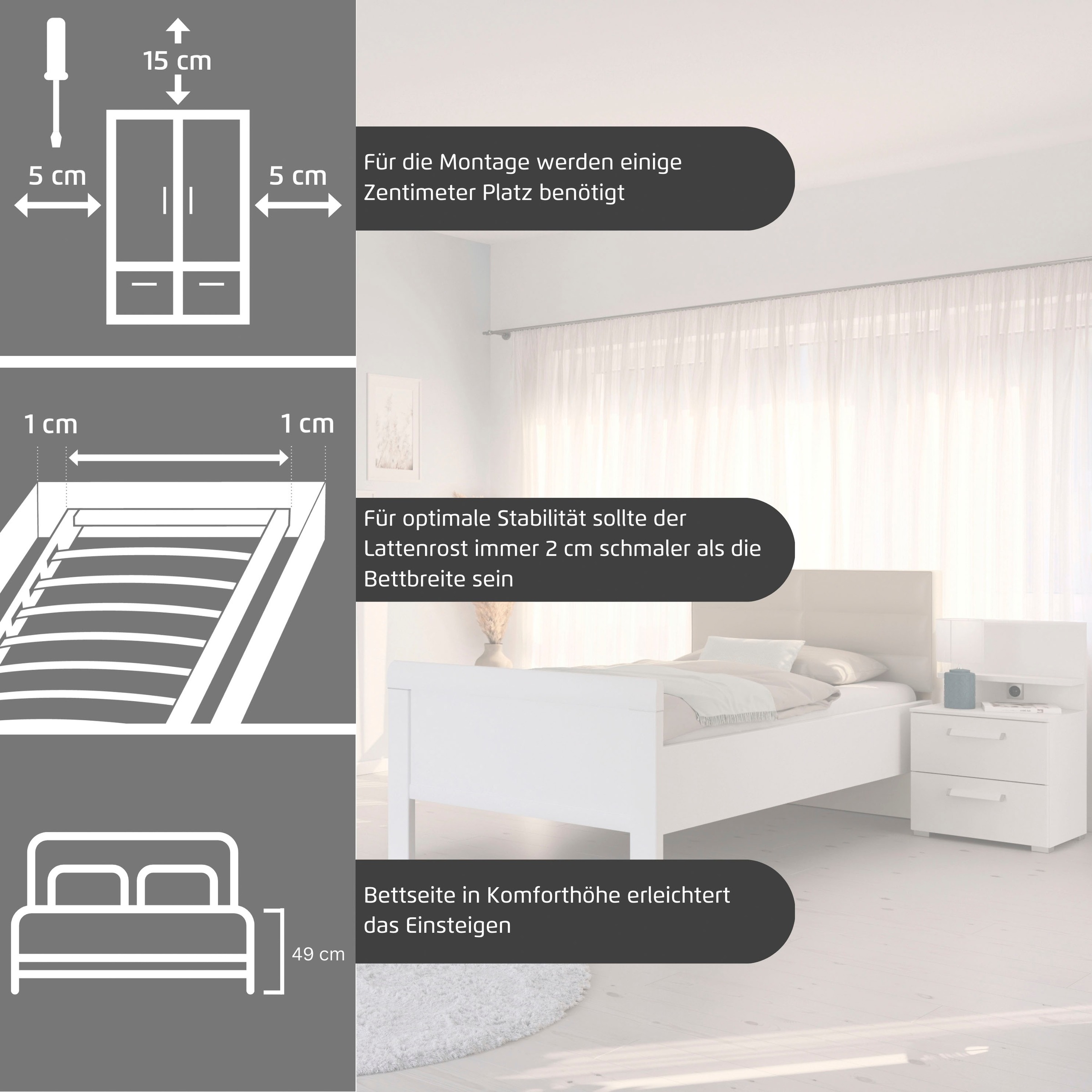 rauch Schlafzimmer-Set »Komplettschlafzimmer Schlafzimmer EVELYN«, (Set, 3 tlg.), Schrank und Bett in 2 Breiten, Nachttisch 2 Schubladen MADE IN GERMANY
