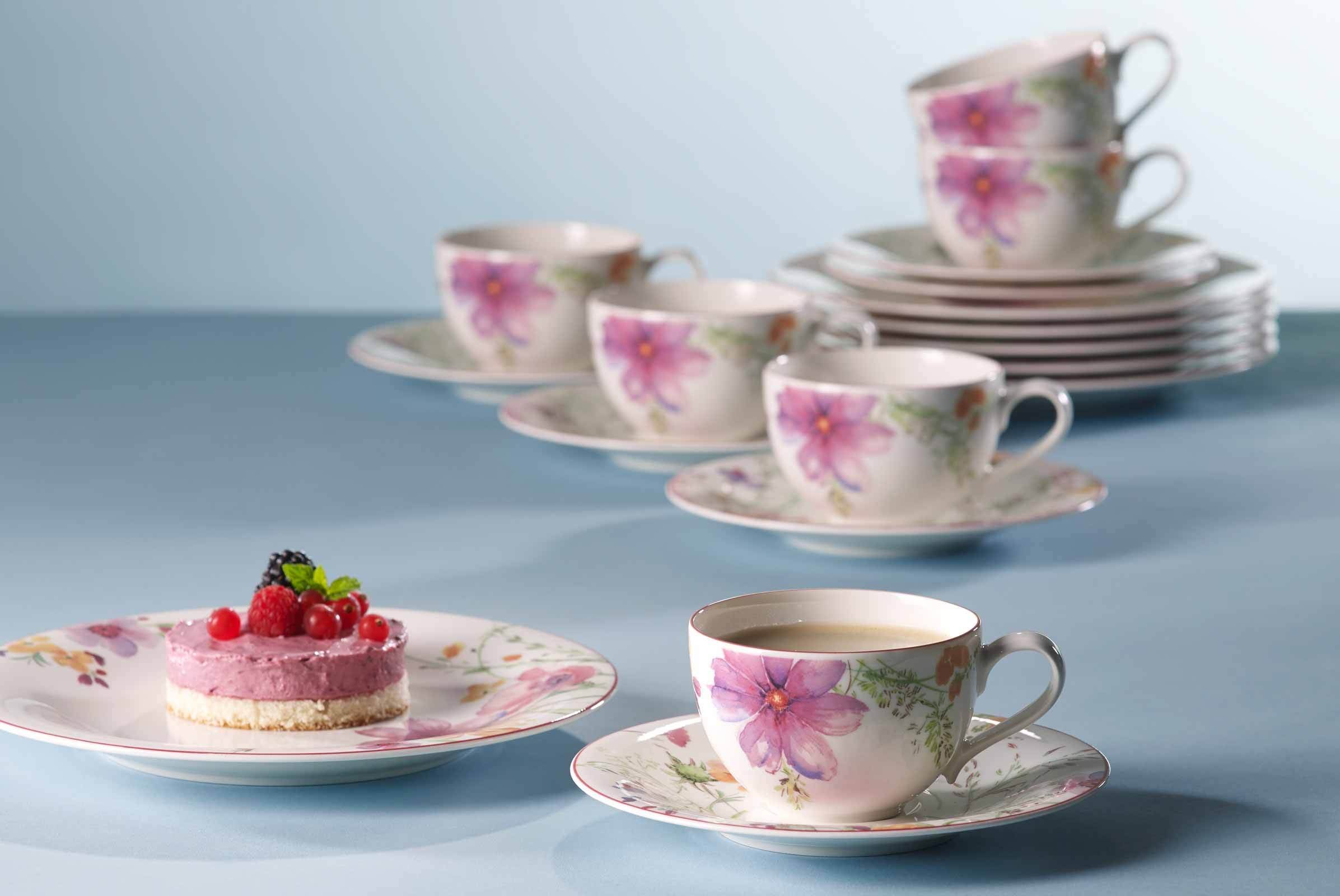 Villeroy & Boch Geschirr-Set »Kaffeeservice Mariefleur Basic 18er Set bunt« Spülmaschinengeeignet, Mikrowellenfest