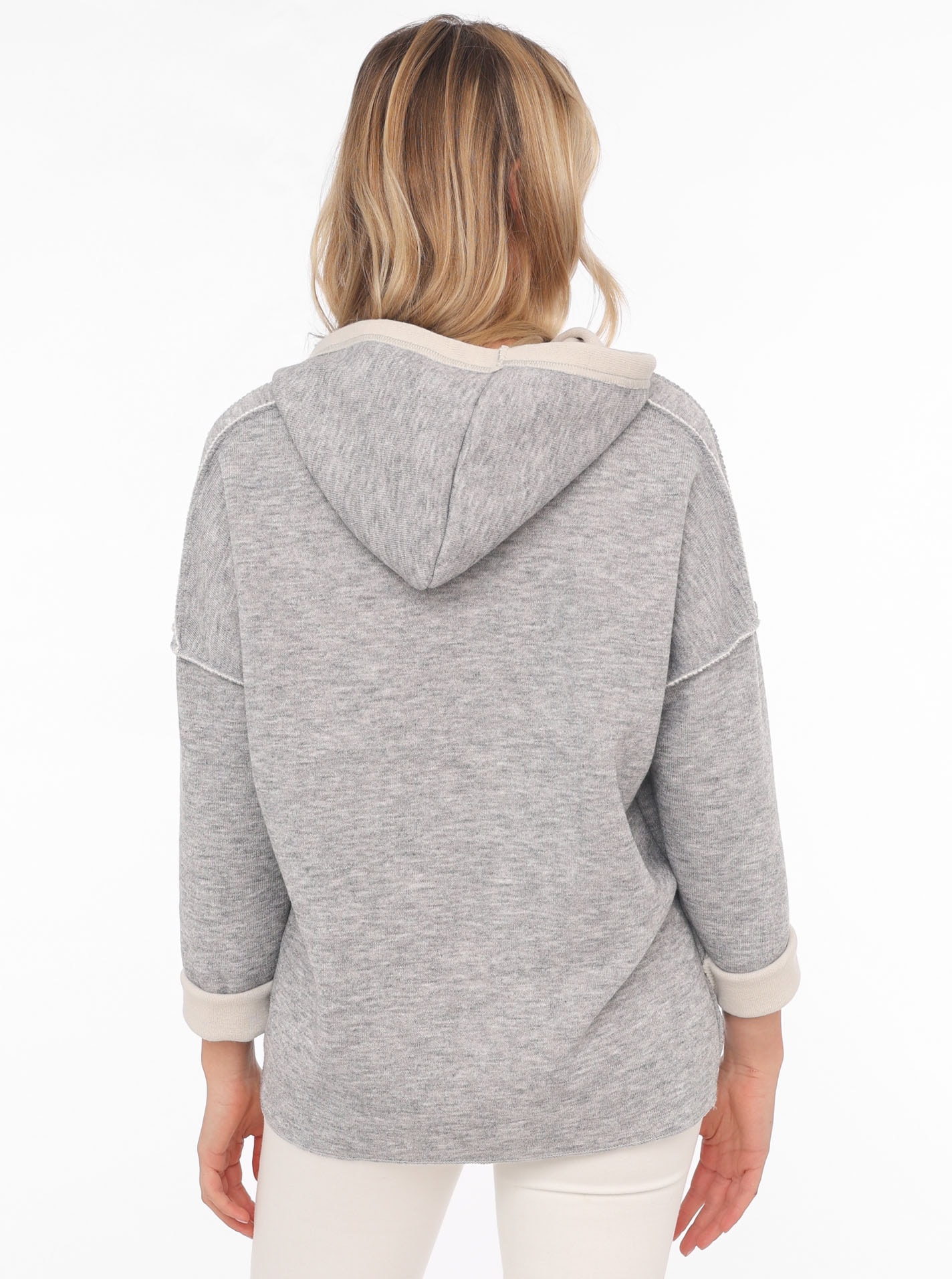 Zwillingsherz Hoodie »"Positive Mind"«, Kapuze, 3/4 Arm, tonaler Schriftzug vorn, Kordelzug