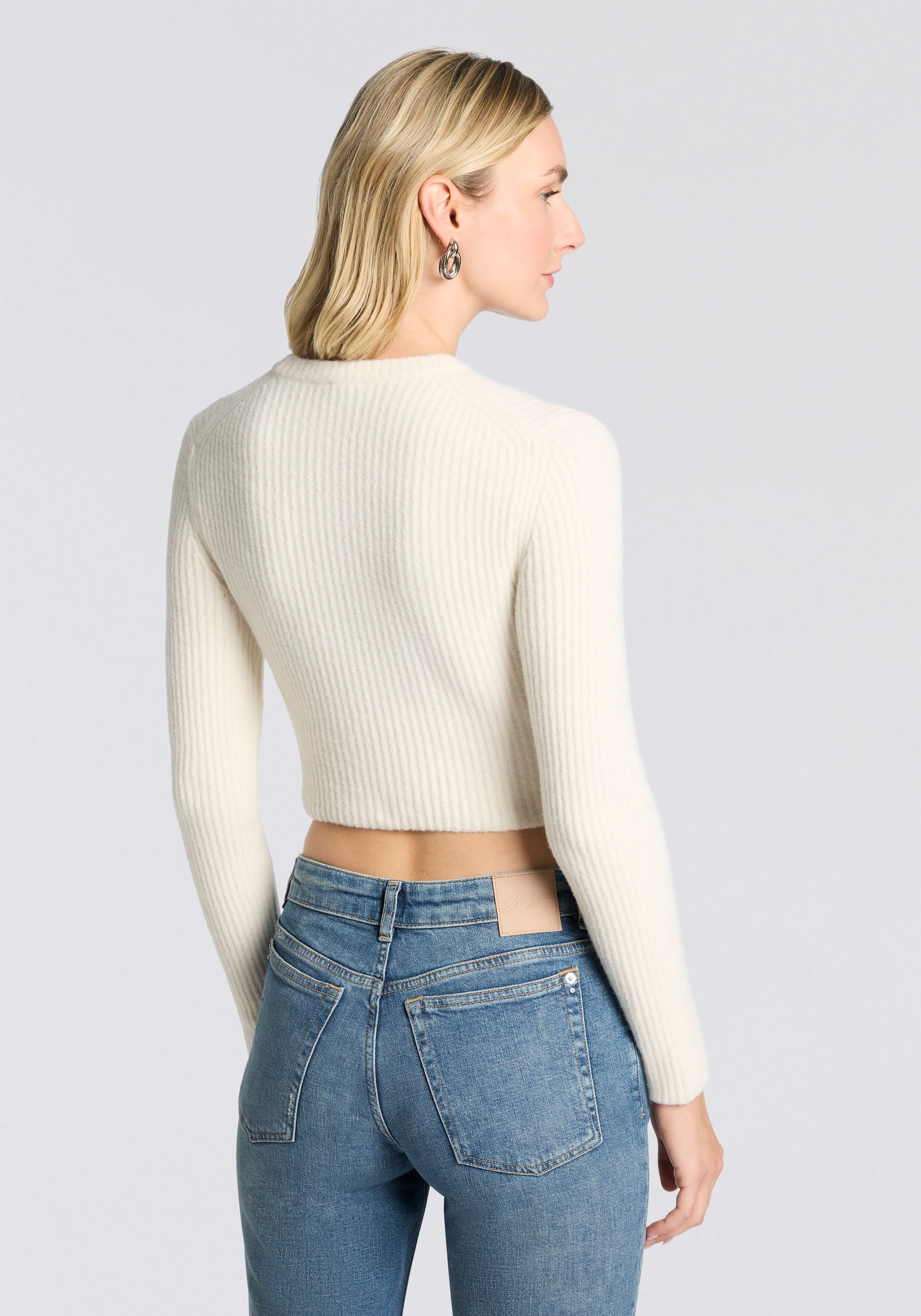 HUGO Blue Rundhalspullover »Skitty«, mit Wollanteil, Slim Fit, cropped