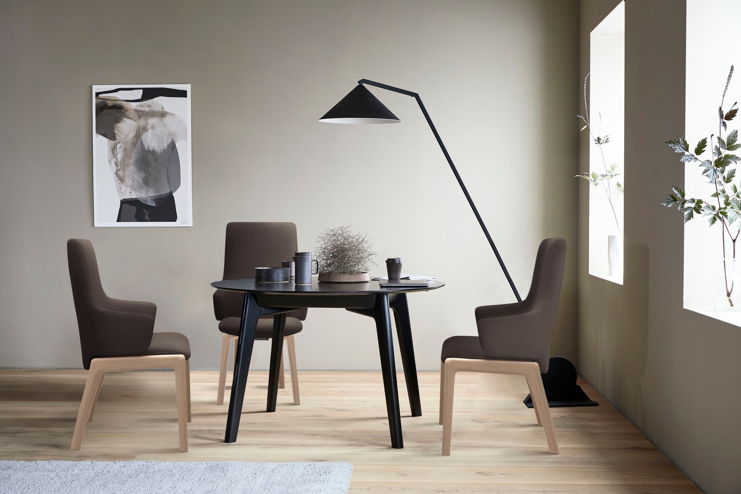 Stressless® Polsterstuhl »Laurel«, Leder BATICK, High Back mit Armlehne, Größe L, mit abgerundeten Beinen in Eiche
